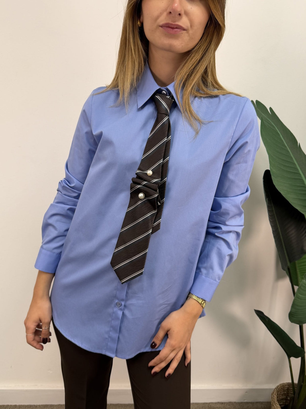 Camicia celeste over con cravatta Vicolo - GiuGiò | Shop online