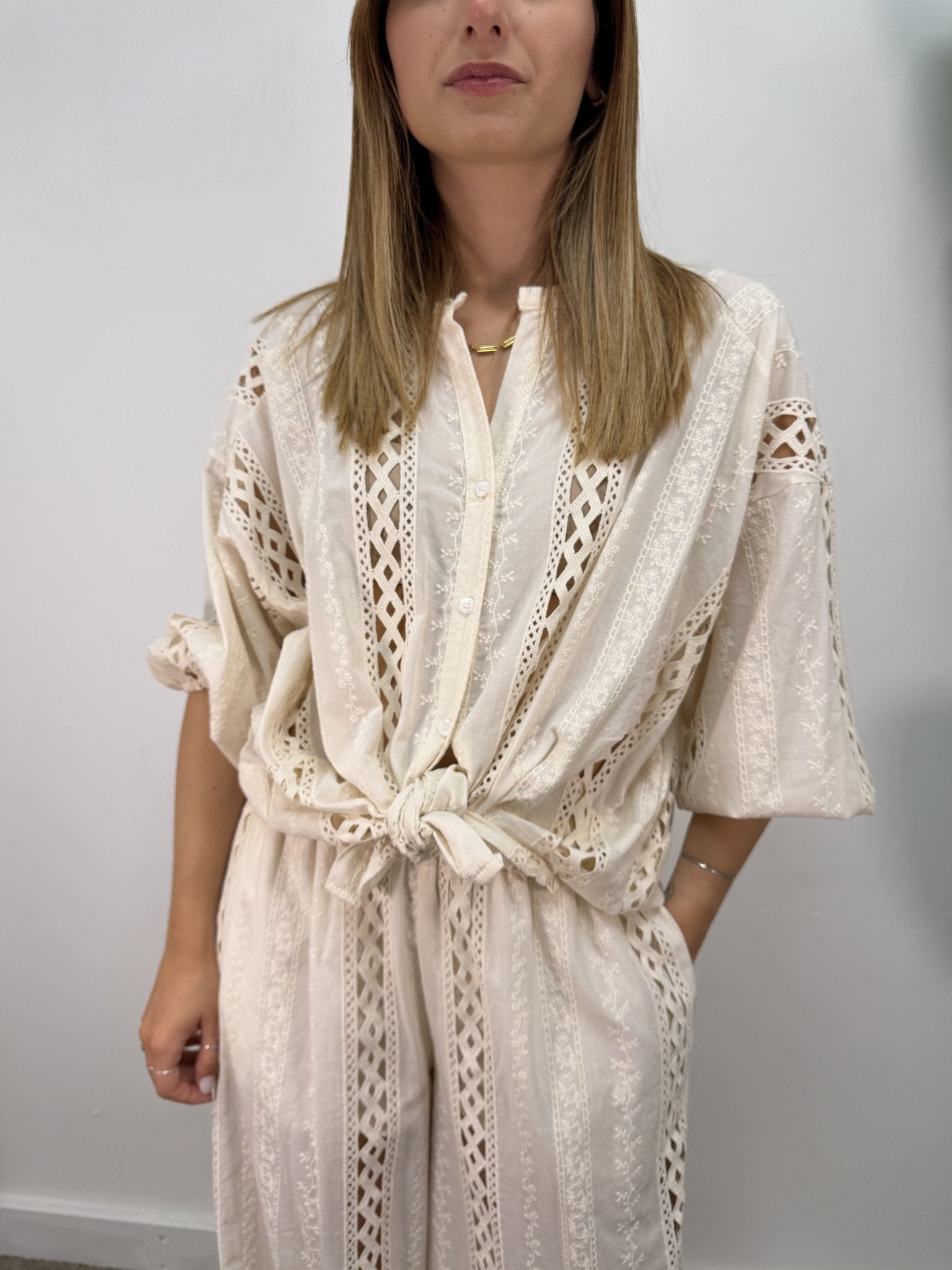 Camicia con intarsi in sangallo HaveOne - GiuGiò | Shop online