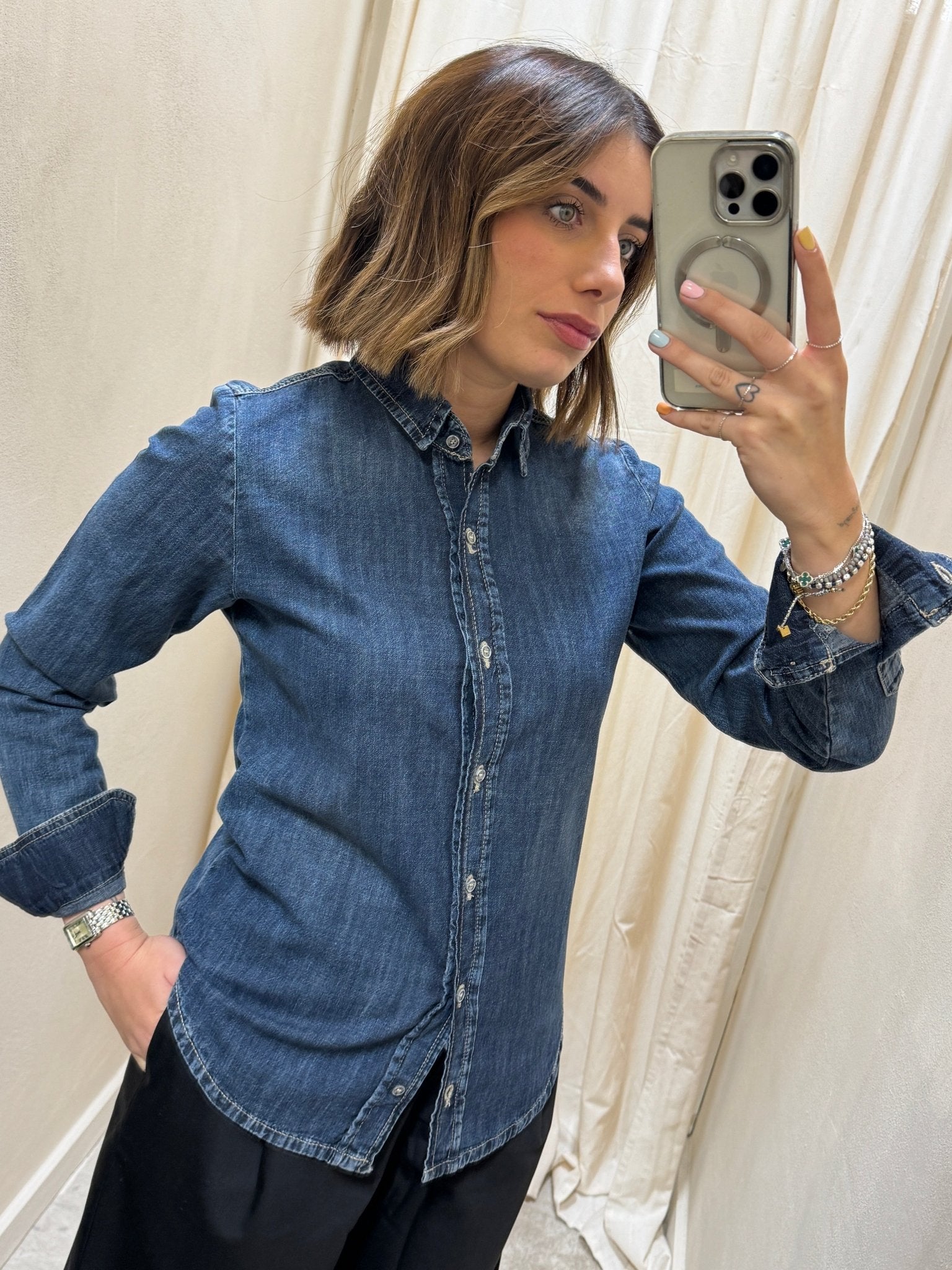 Camicia denim bottoncini slim fit Tensione In - GiuGiò | Shop online