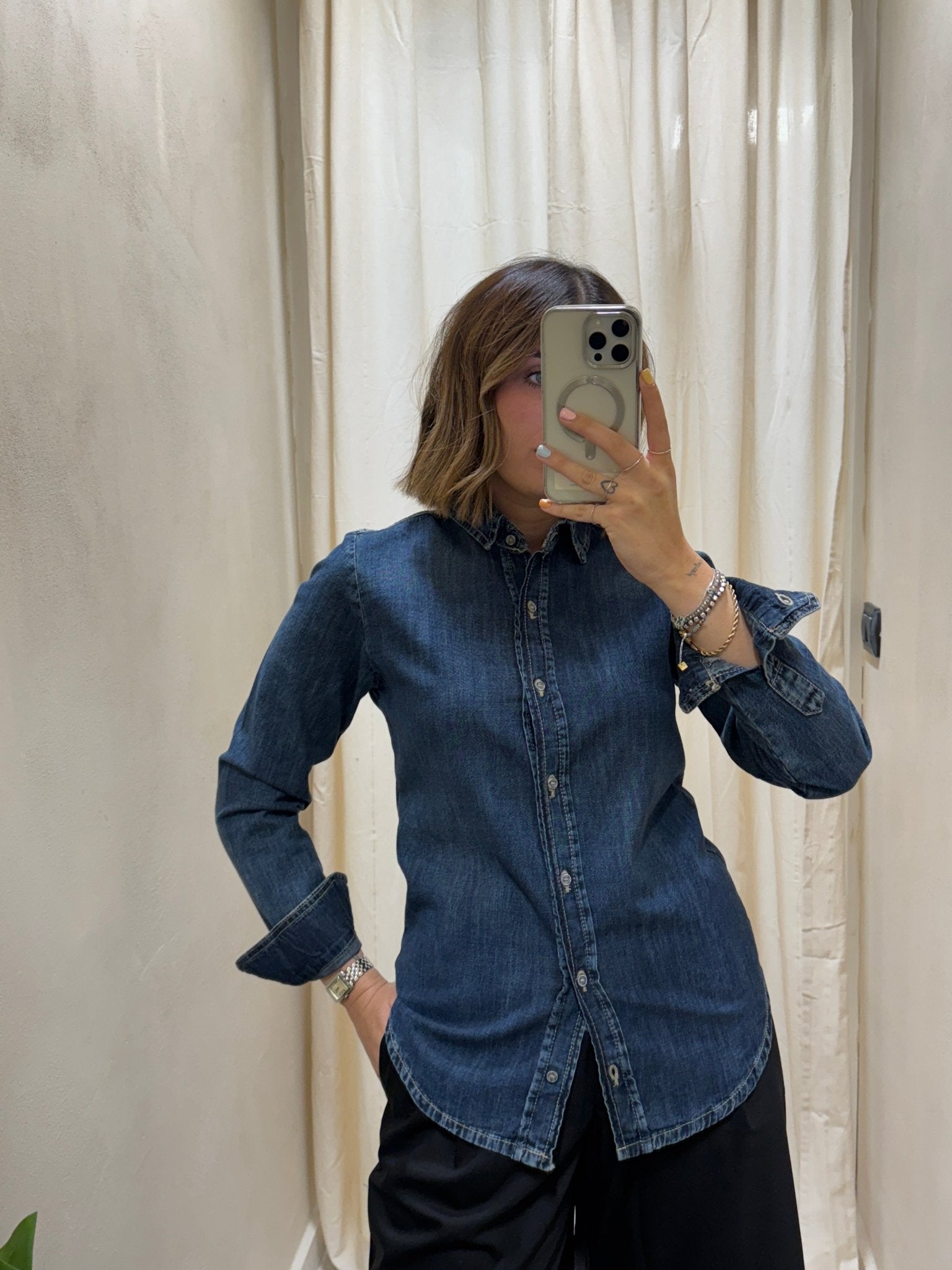 Camicia denim bottoncini slim fit Tensione In - GiuGiò | Shop online