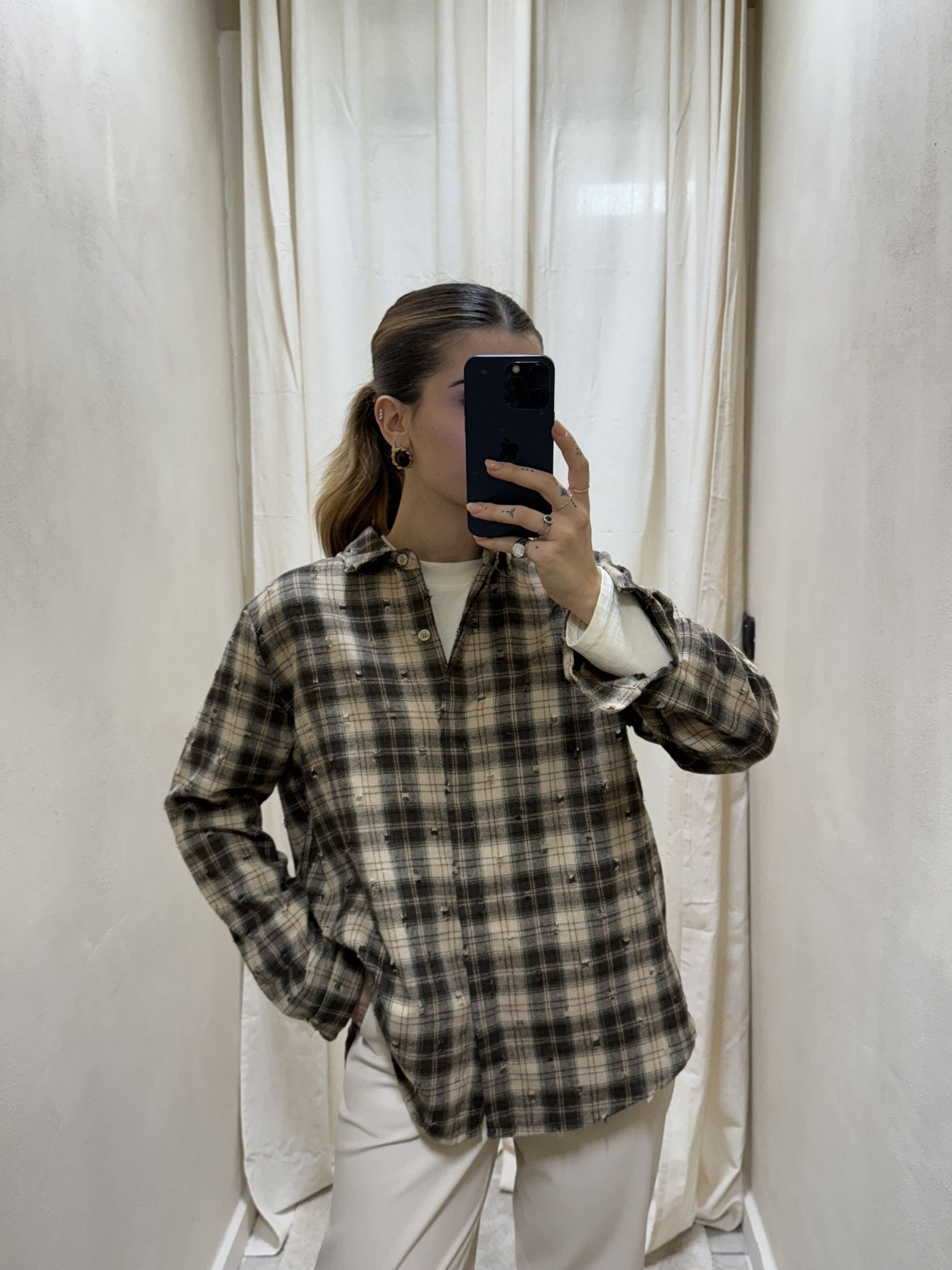 Camicia in flanella con rotture stampa check MyD - GiuGiò | Shop online