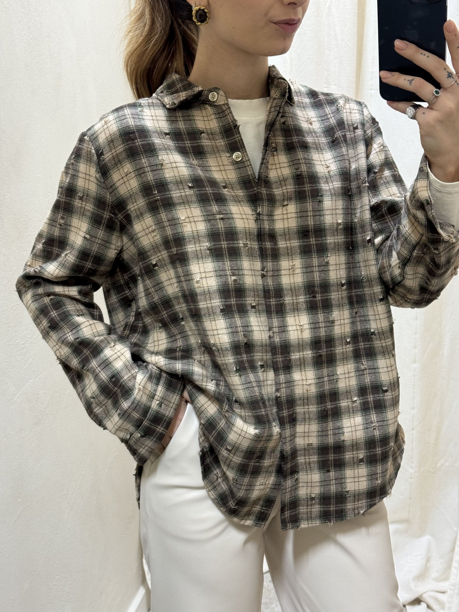 Camicia in flanella con rotture stampa check MyD - GiuGiò | Shop online