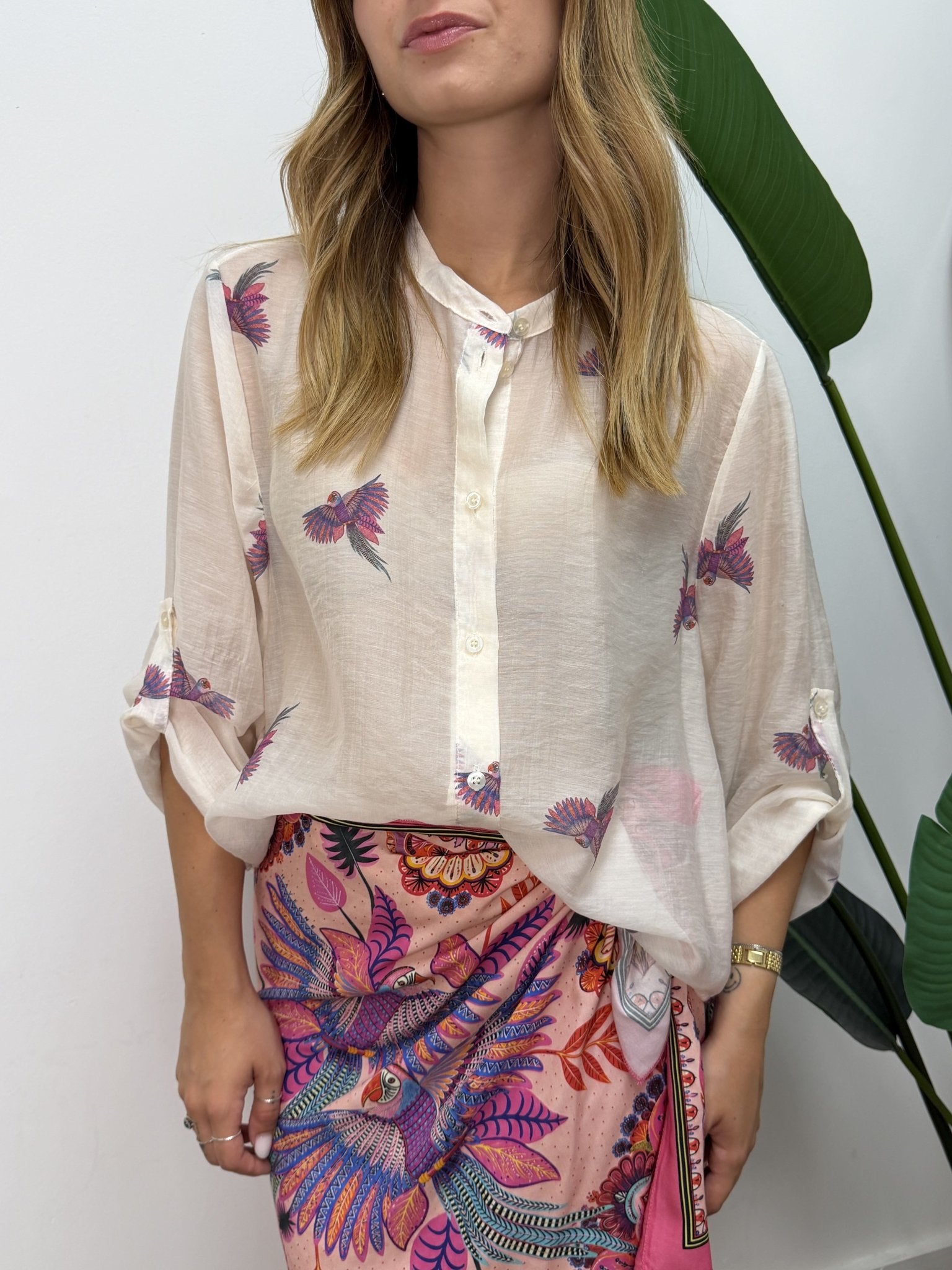 Camicia in lyocell pappagalli HaveOne THE ISLAND - GiuGiò | Shop online