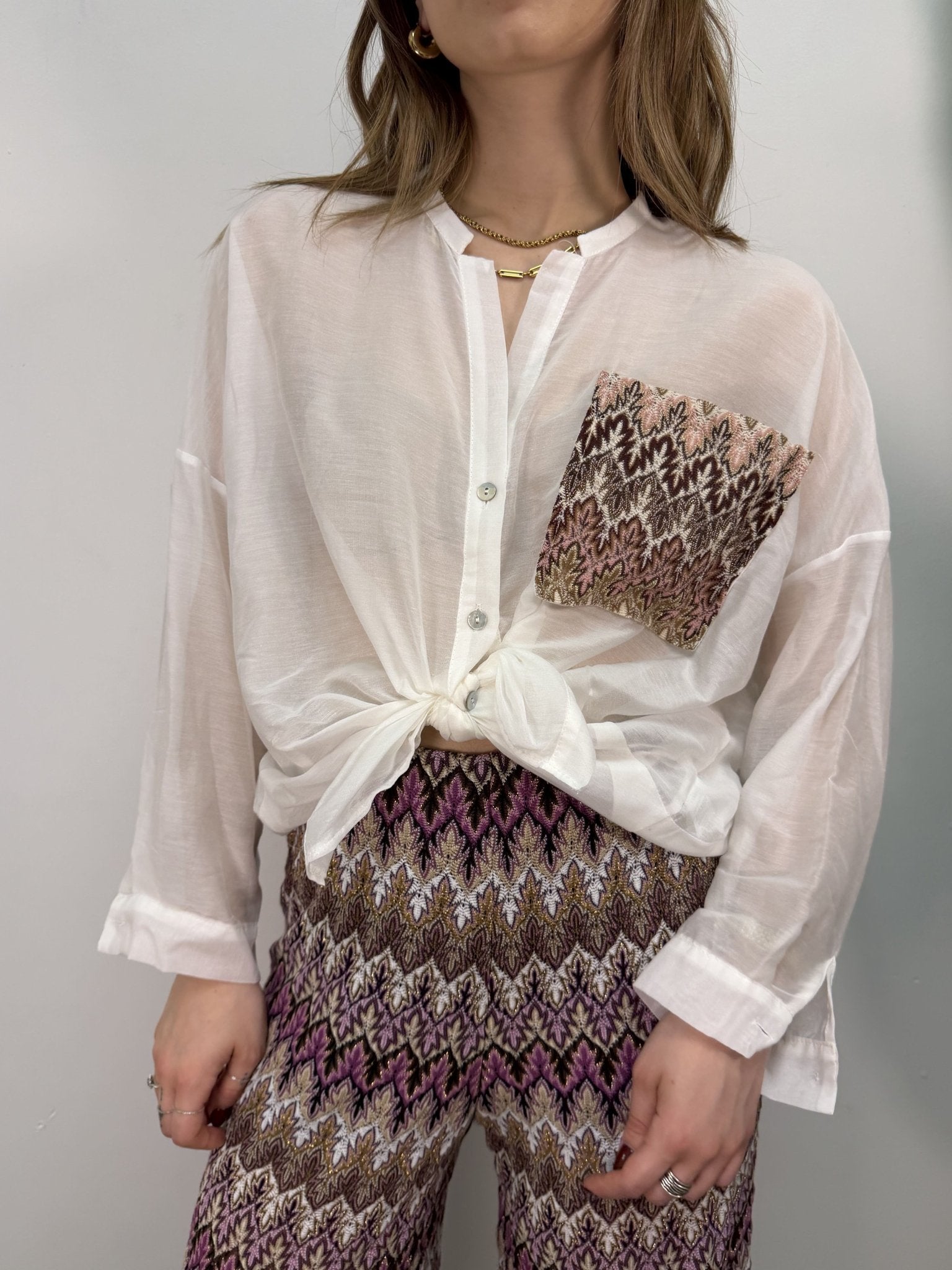 Camicia in mussola con taschino motivo zig zag Tensione In - GiuGiò | Shop online