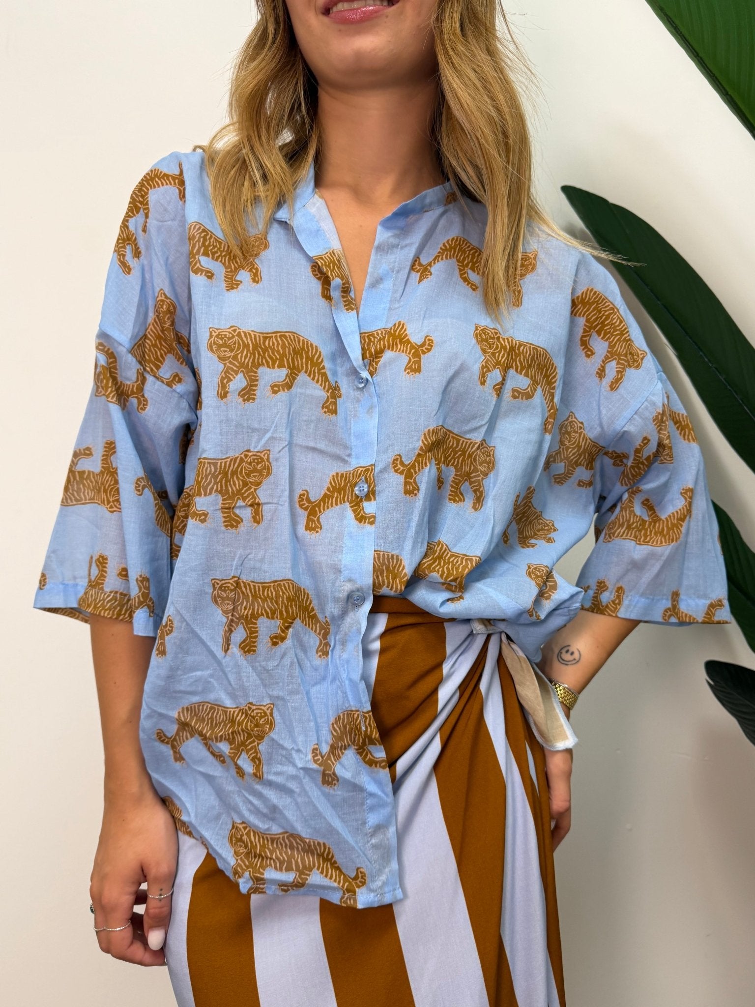 Camicia in mussola di cotone stampa tigri Tensione In - GiuGiò | Shop online