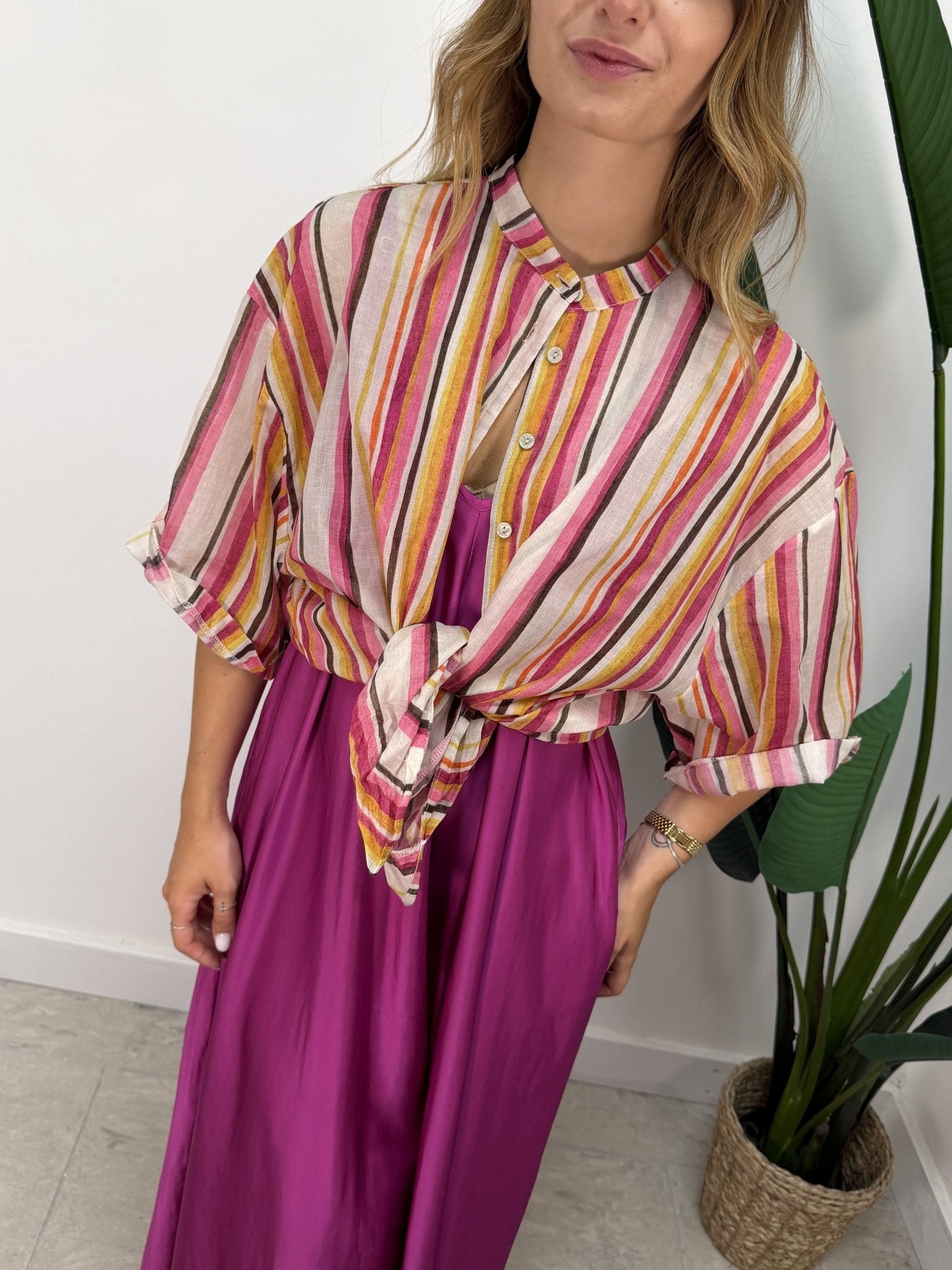Camicia in mussola rigata multicolor Tensione In - GiuGiò | Shop online