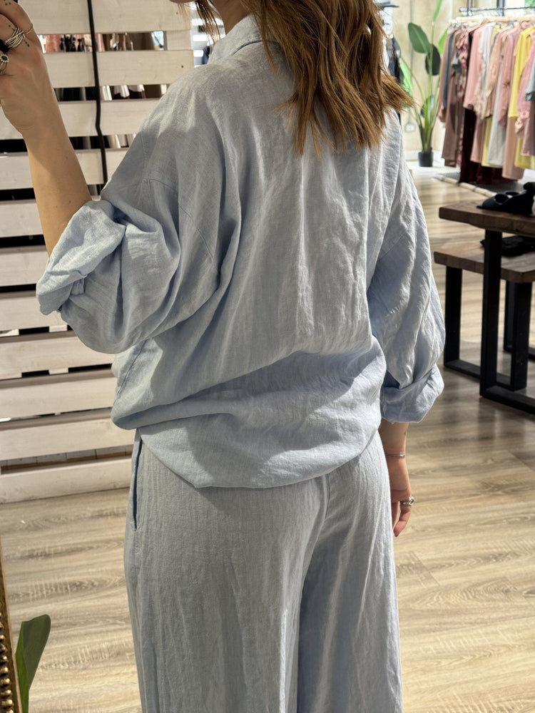 Camicia in puro lino con spilla a fiore Tensione In - GiuGiò | Shop online