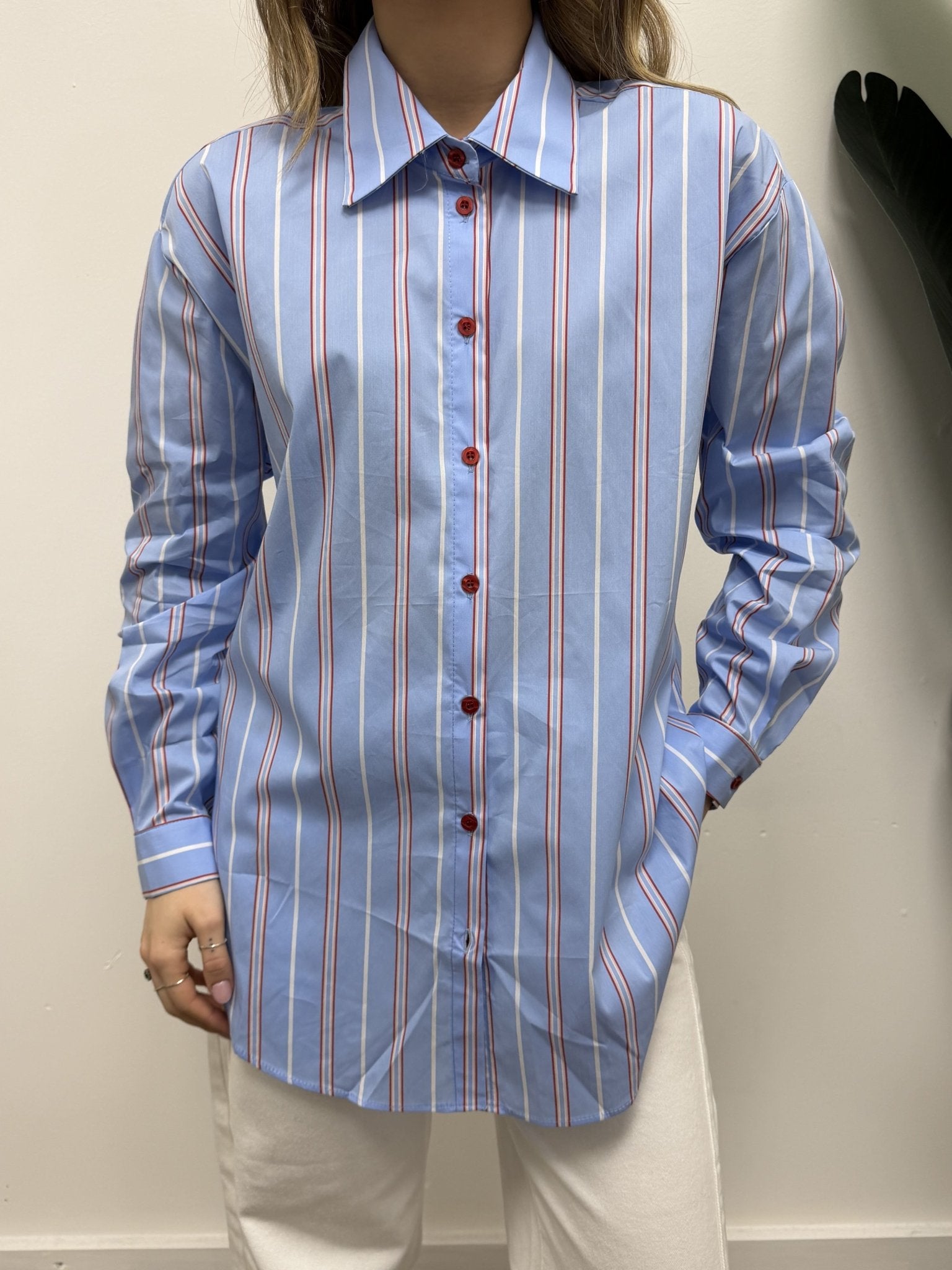 Camicia over bacchettata con ripresa sul retro Susy Mix - GiuGiò | Shop online