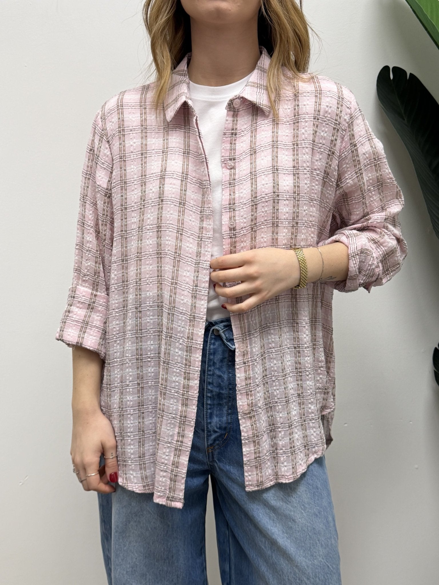 Camicia over check in cotone goffrato MyD - GiuGiò | Shop online