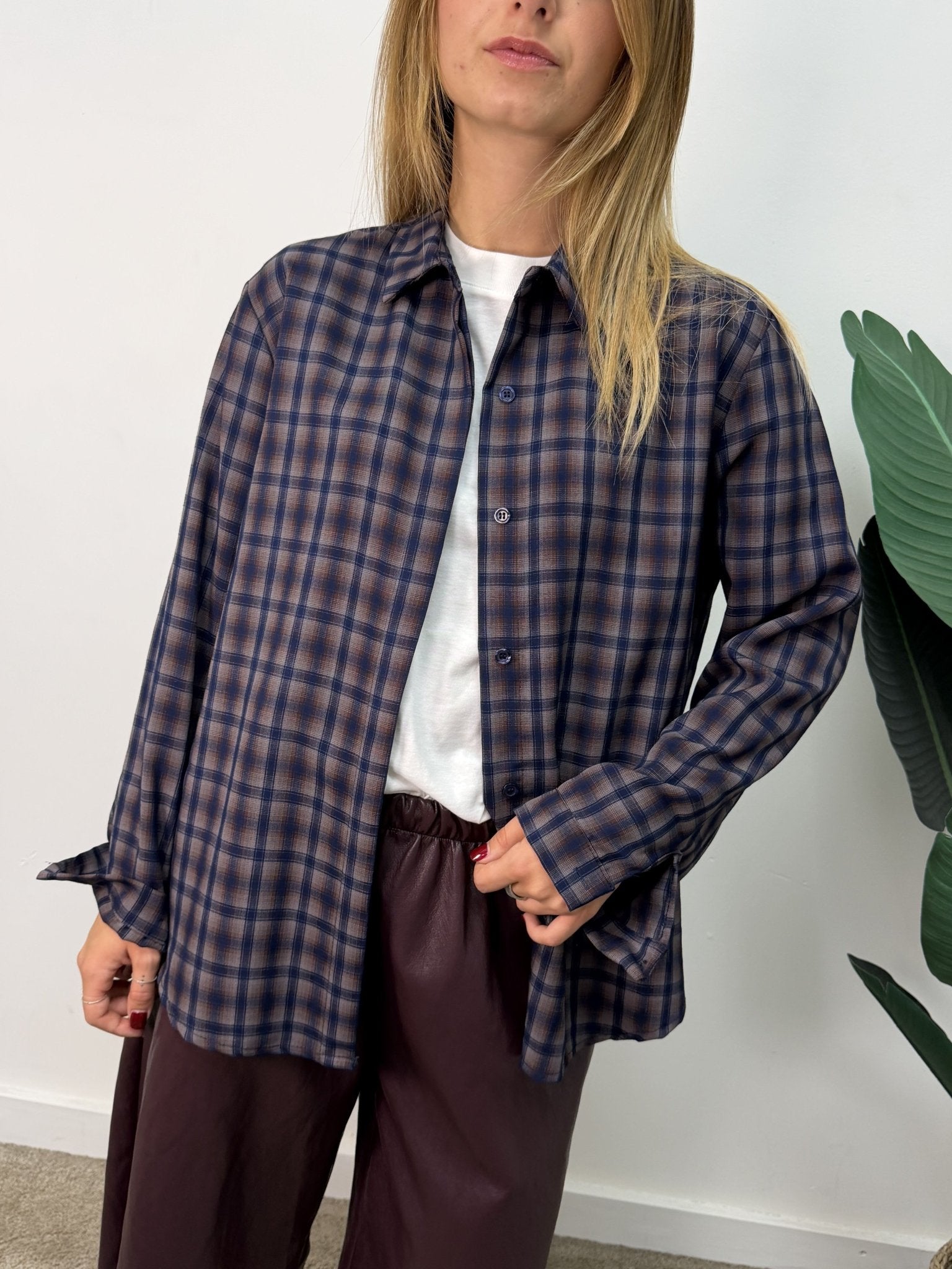 Camicia over check misto viscosa MyD - GiuGiò | Shop online