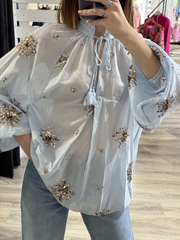 Camicia over con ricami paillettes Dixie - GiuGiò | Shop online
