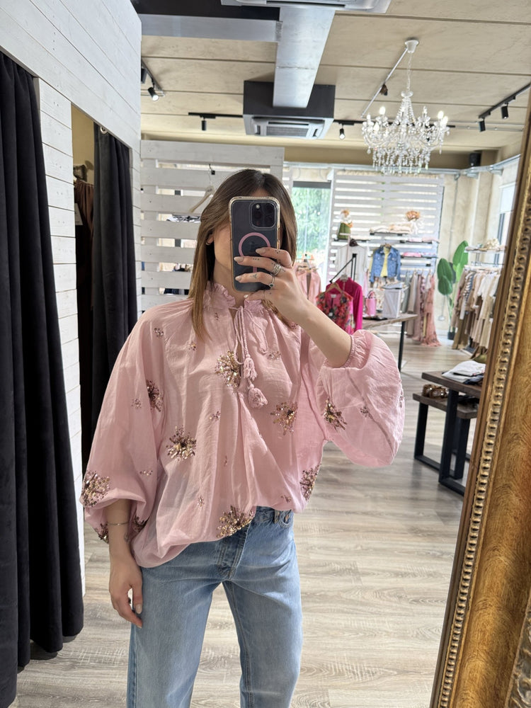 Camicia over con ricami paillettes Dixie - GiuGiò | Shop online