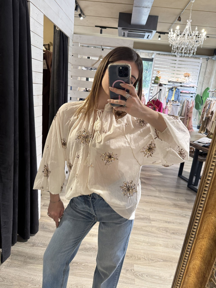 Camicia over con ricami paillettes Dixie - GiuGiò | Shop online