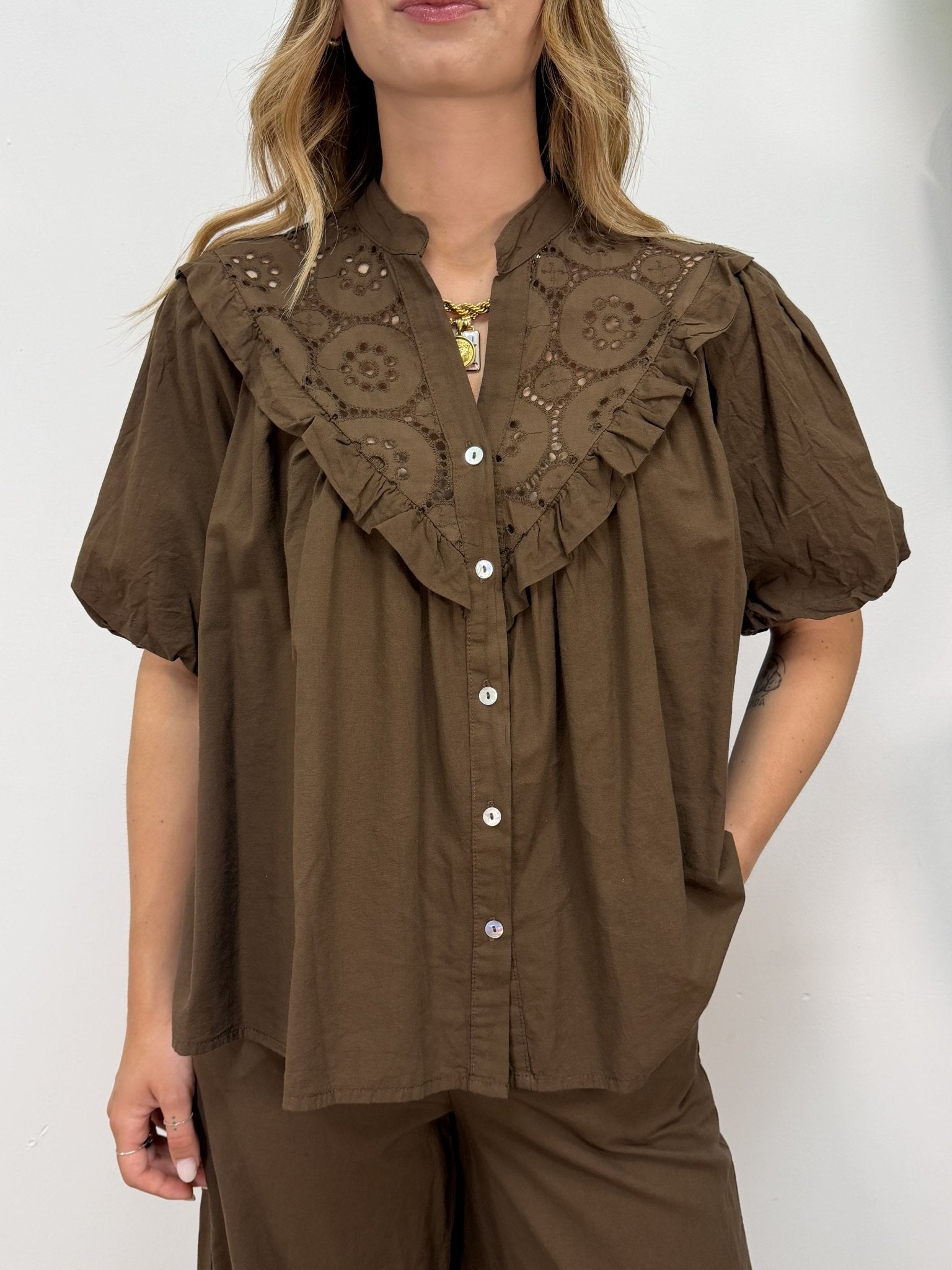 Camicia over coreana con inserti in sangallo MyD - GiuGiò | Shop online