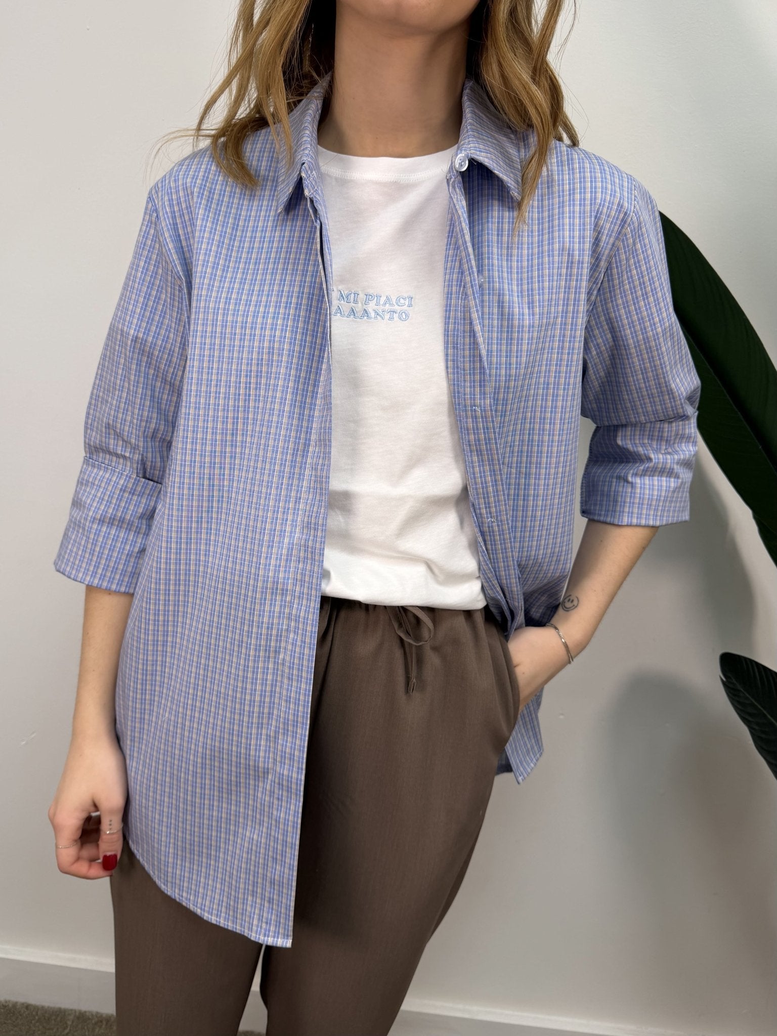 Camicia over in cotone stampa quadro MYD - GiuGiò | Shop online