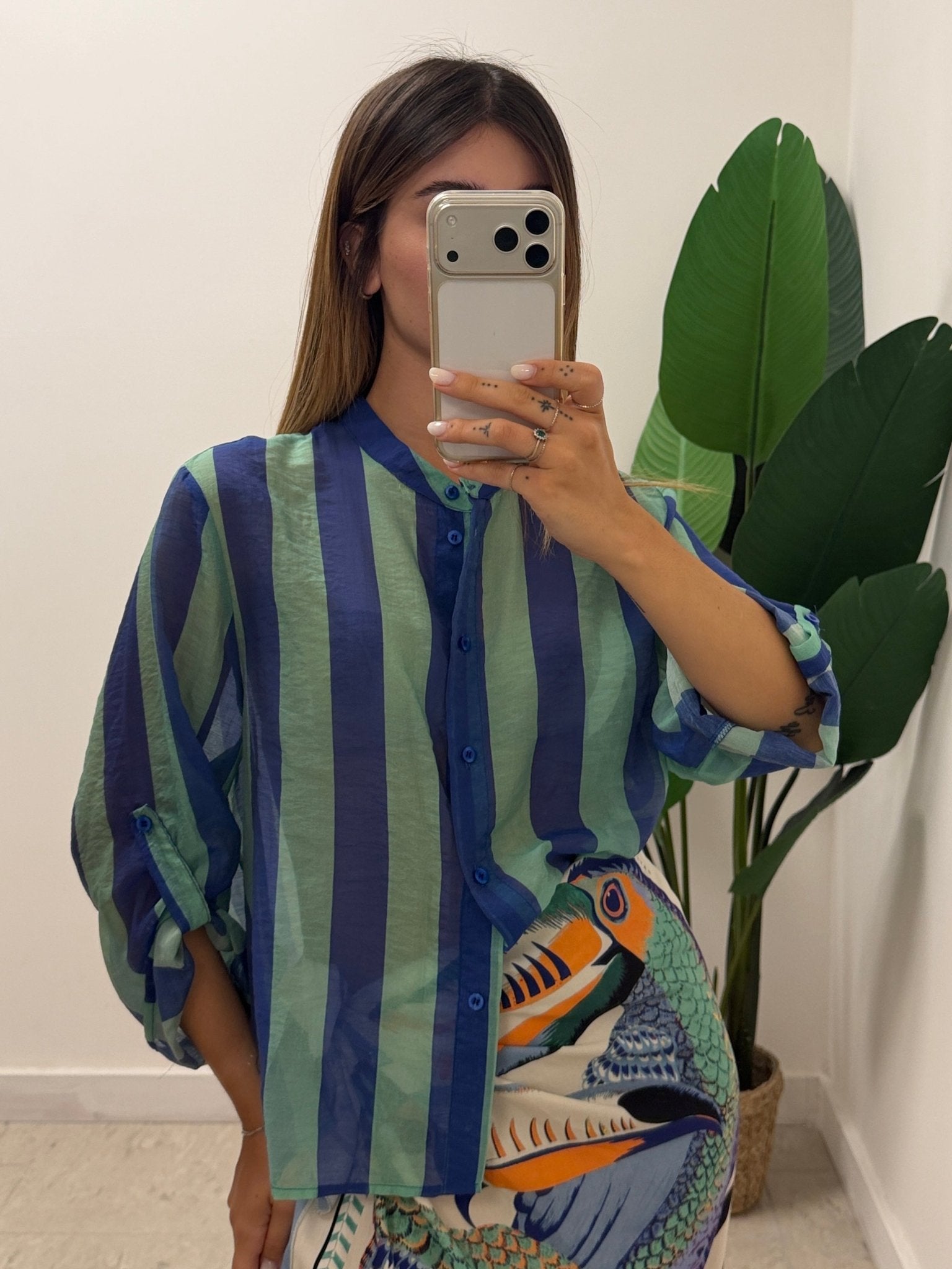 Camicia riga larga in lyocell HaveOne THE ISLAND - GiuGiò | Shop online