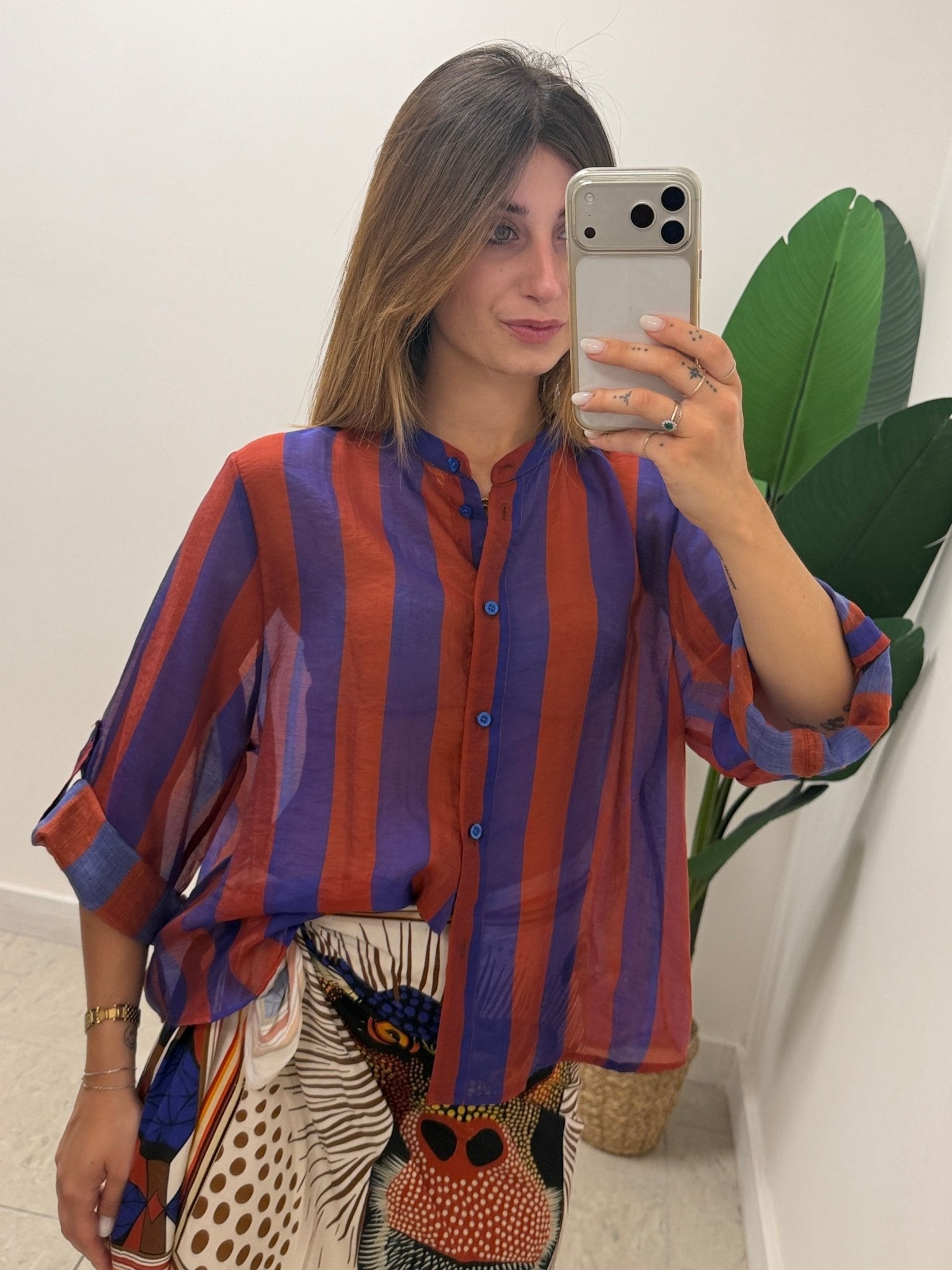 Camicia riga larga in lyocell HaveOne THE ISLAND - GiuGiò | Shop online