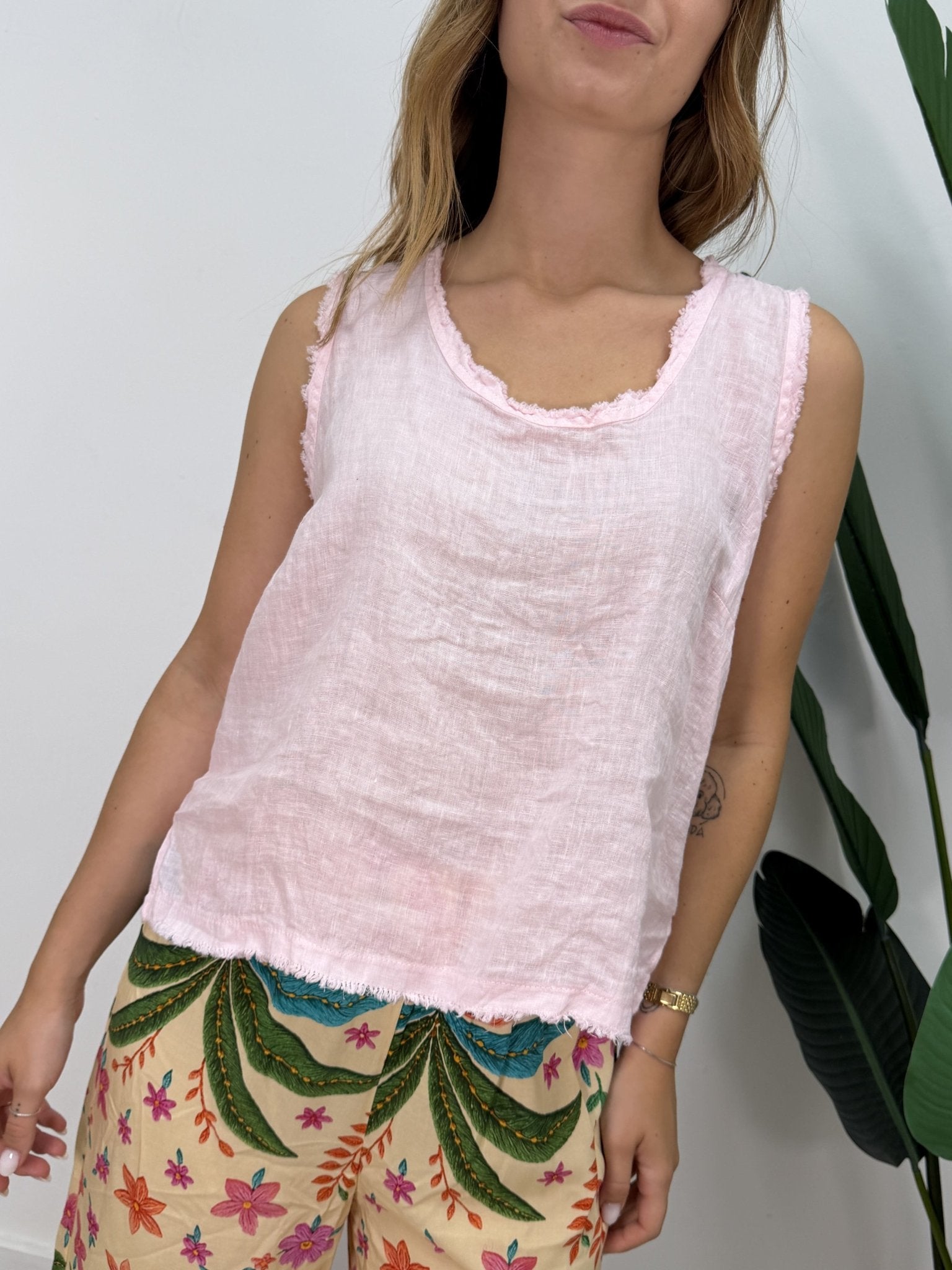 Canotta in lino sfrangiata Tensione In - GiuGiò | Shop online