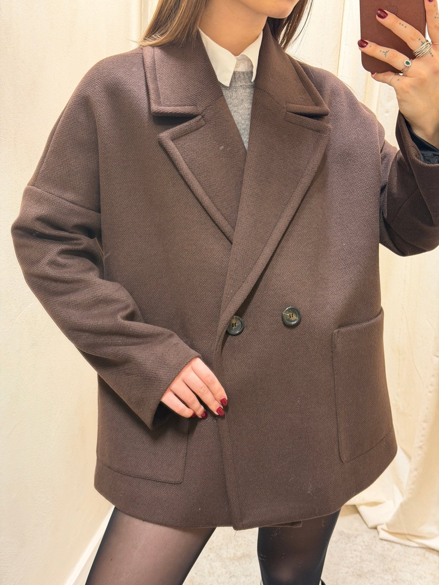 Cappotto corto doppiopetto tasche a toppa Please - GiuGiò | Shop online