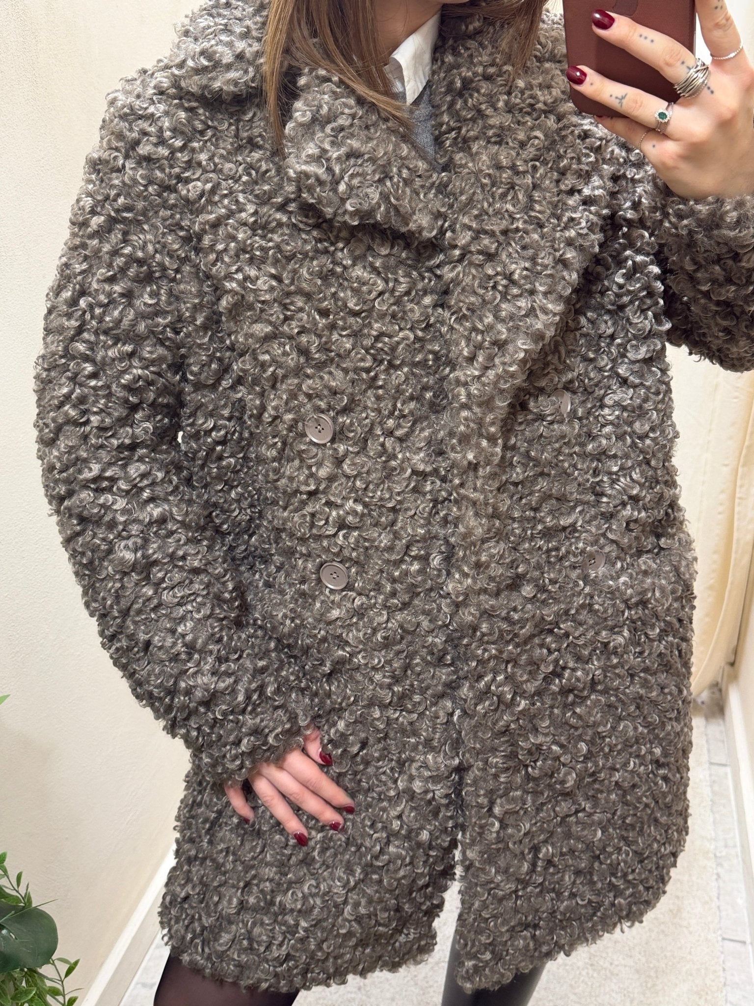 Cappotto doppiopetto 7/8 in sherpa Censured - GiuGiò | Shop online