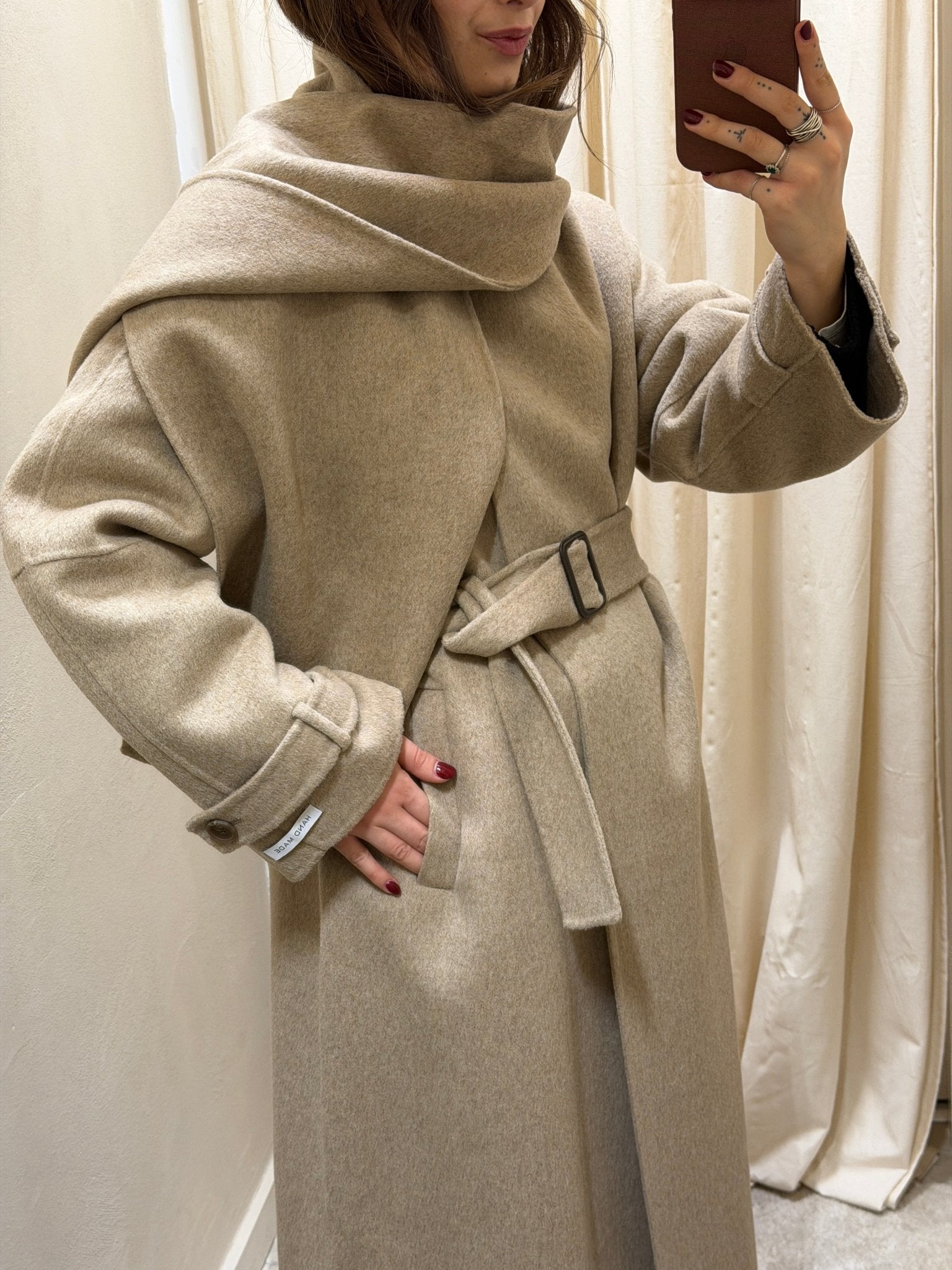 Cappotto dritto con fusciacca e sciarpa HaveOne - GiuGiò | Shop online