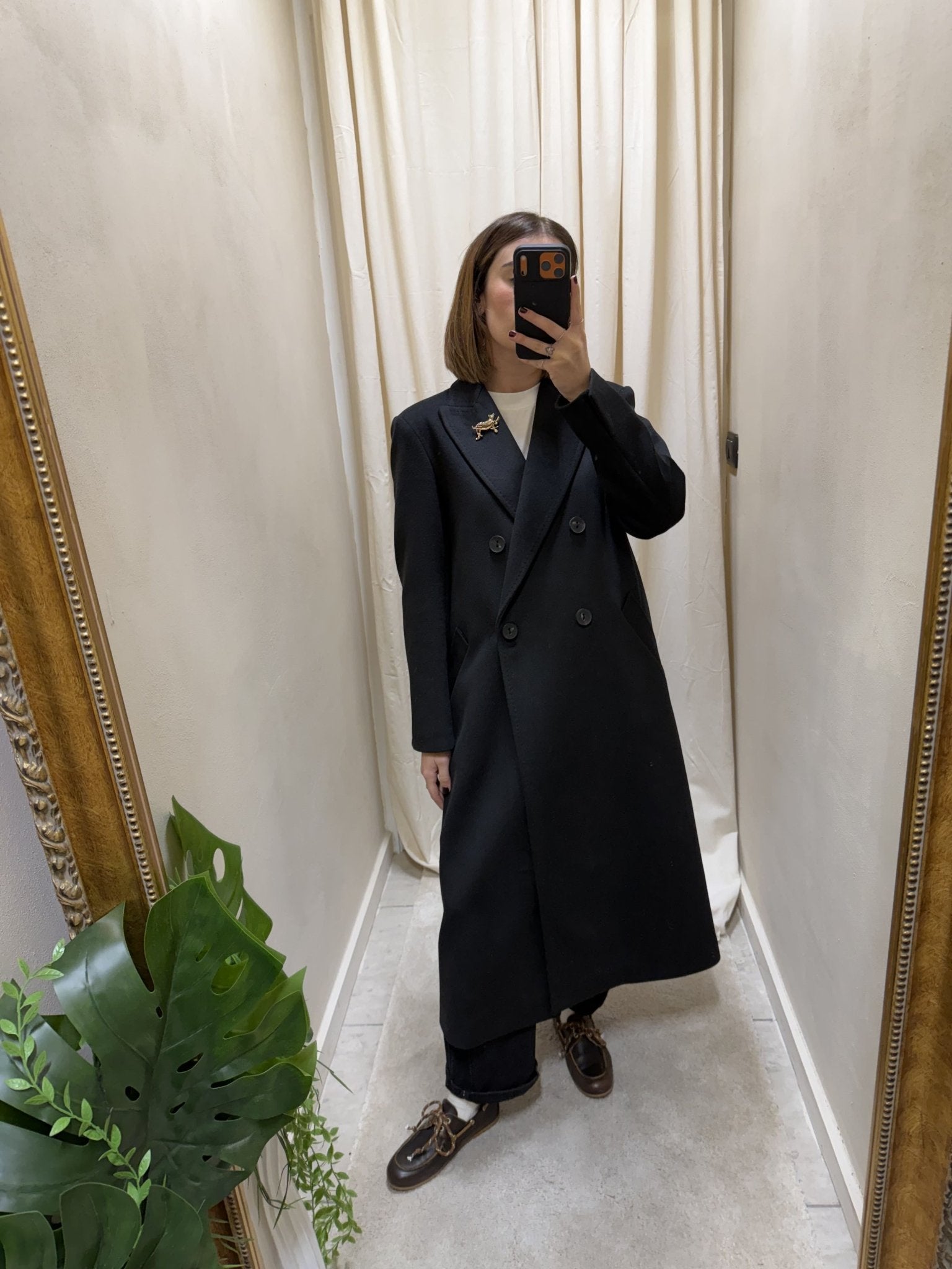 Cappotto lungo doppiopetto con spilla MyD - GiuGiò | Shop online