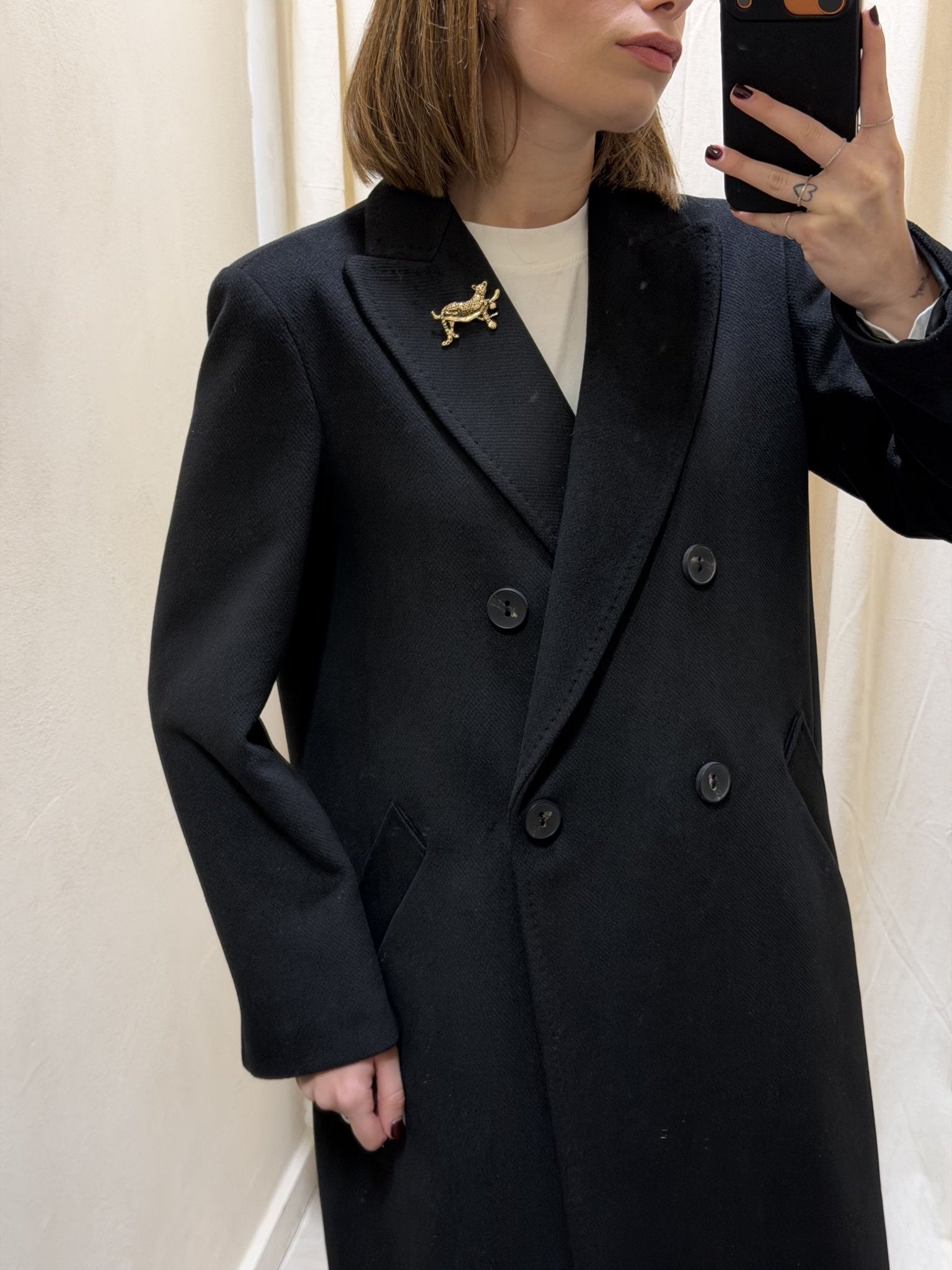 Cappotto lungo doppiopetto con spilla MyD - GiuGiò | Shop online