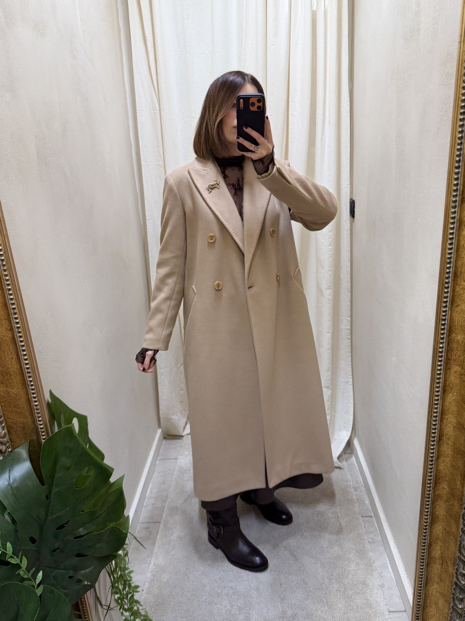 Cappotto lungo doppiopetto con spilla MyD - GiuGiò | Shop online