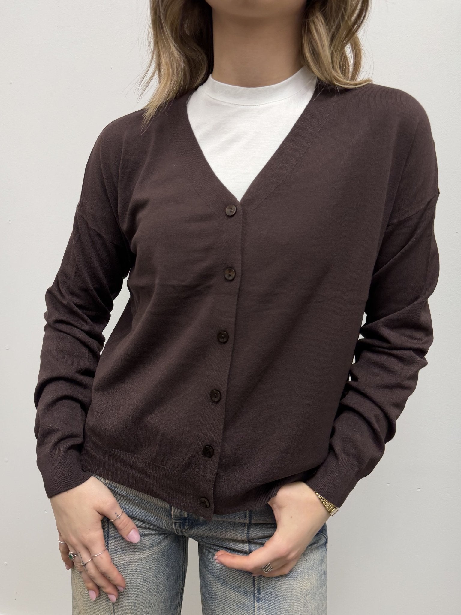 Cardigan basic scollo V 100% viscosa Susy Mix - GiuGiò | Shop online