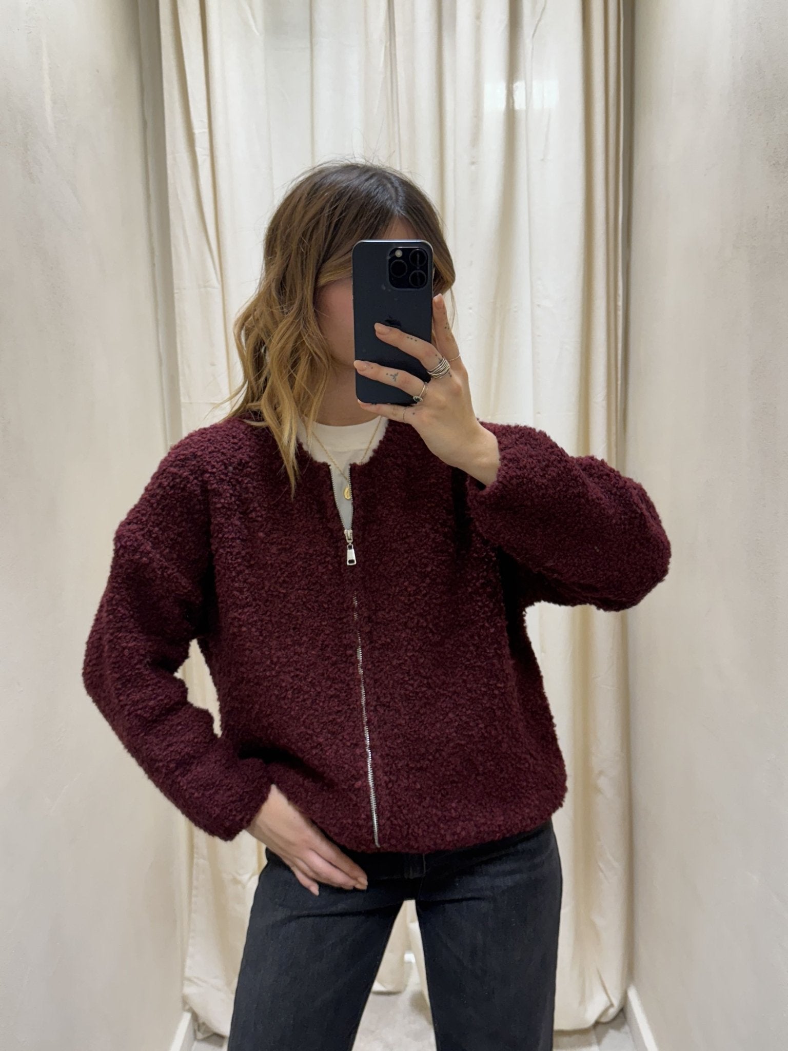 Cardigan bouclè con zip MyD - GiuGiò | Shop online