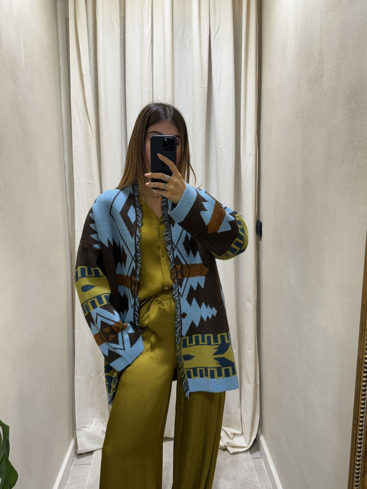 Cardigan caban lungo etnico con cinta HaveOne - GiuGiò | Shop online
