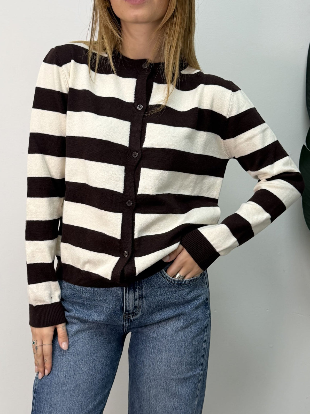 Cardigan in filo rigato Susy Mix - GiuGiò | Shop online