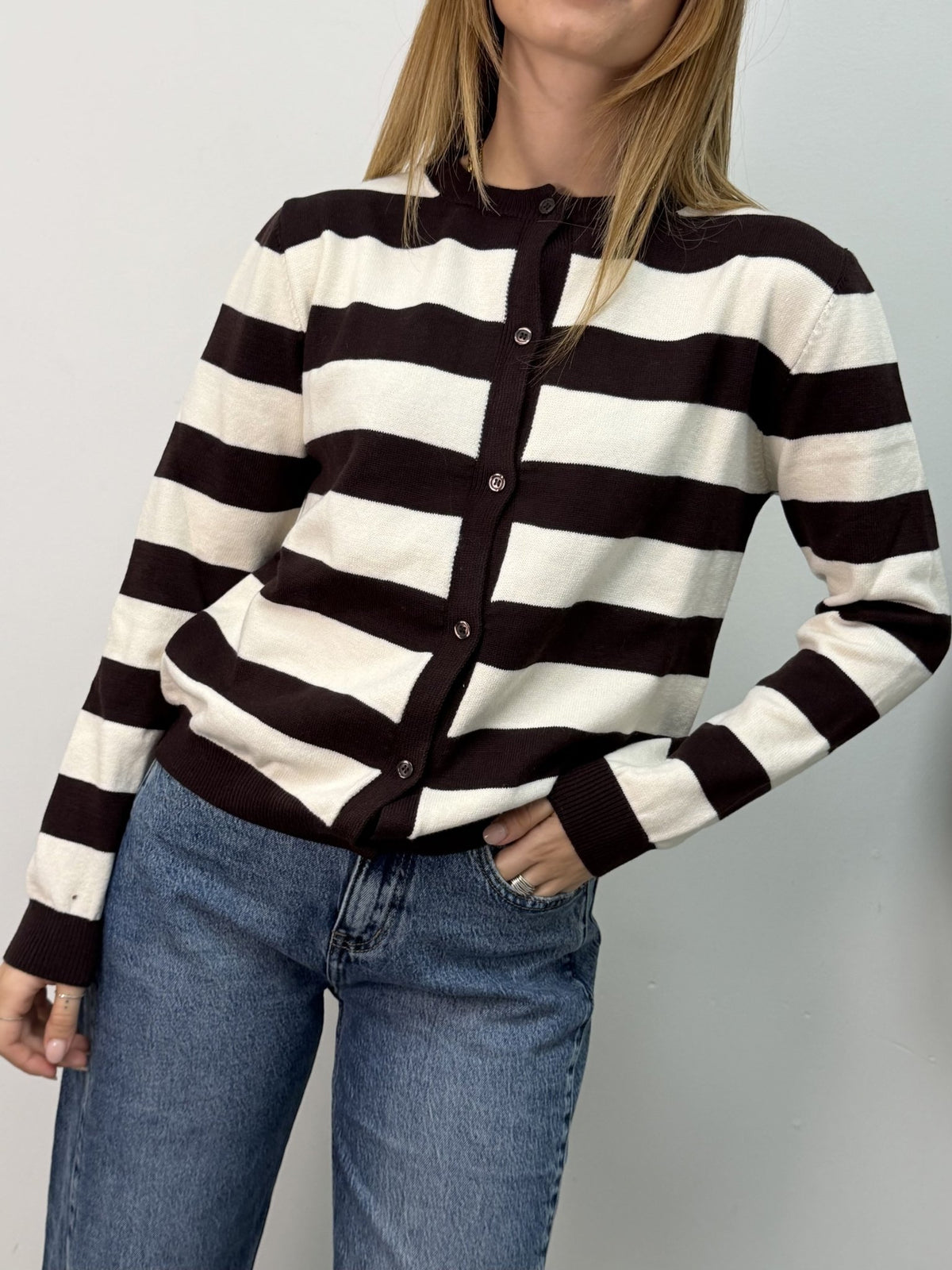 Cardigan in filo rigato Susy Mix - GiuGiò | Shop online