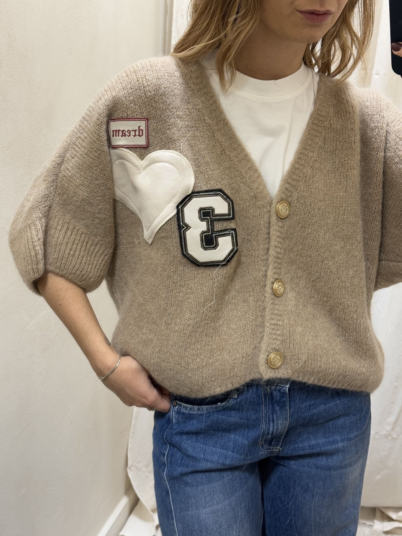 Cardigan manica 3/4 con patch Susy Mix - GiuGiò | Shop online
