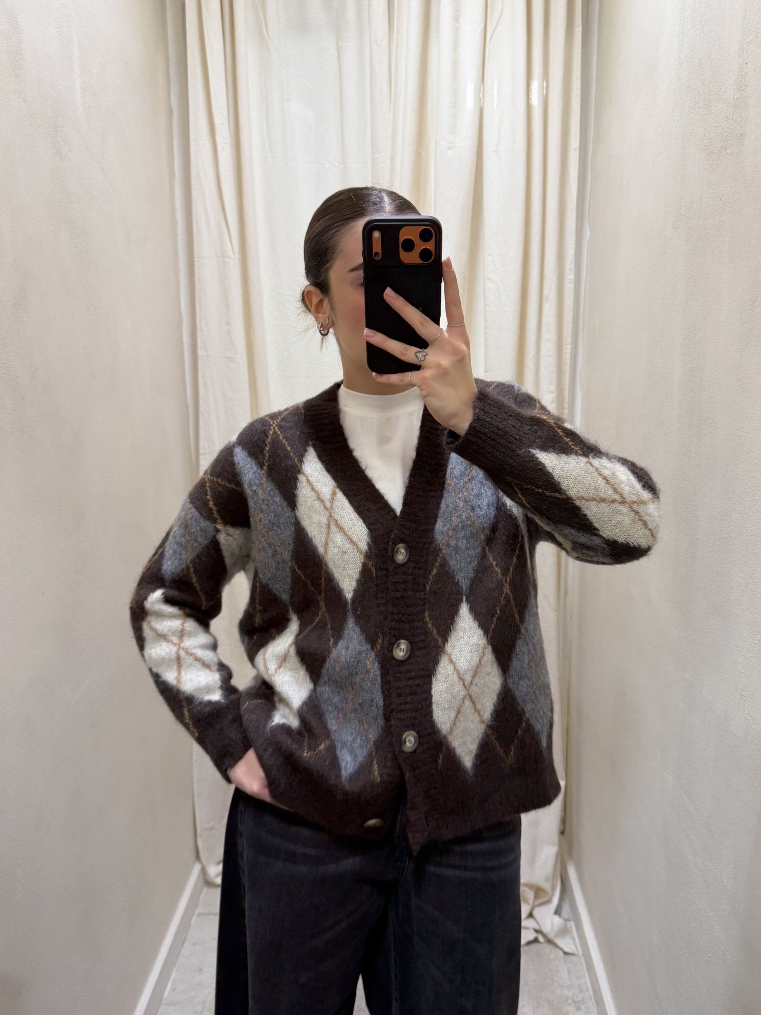 Cardigan over rombi misto lana Tensione In - GiuGiò | Shop online