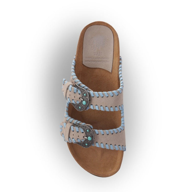 Ciabatta buckle beat suede sky Taji - GiuGiò | Shop online