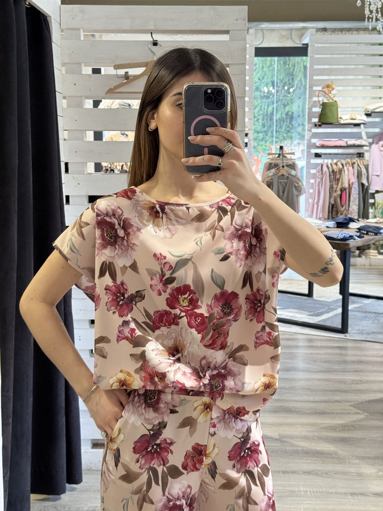 Completo fluido blusa e pantalone stampa floreale Susy Mix - GiuGiò | Shop online