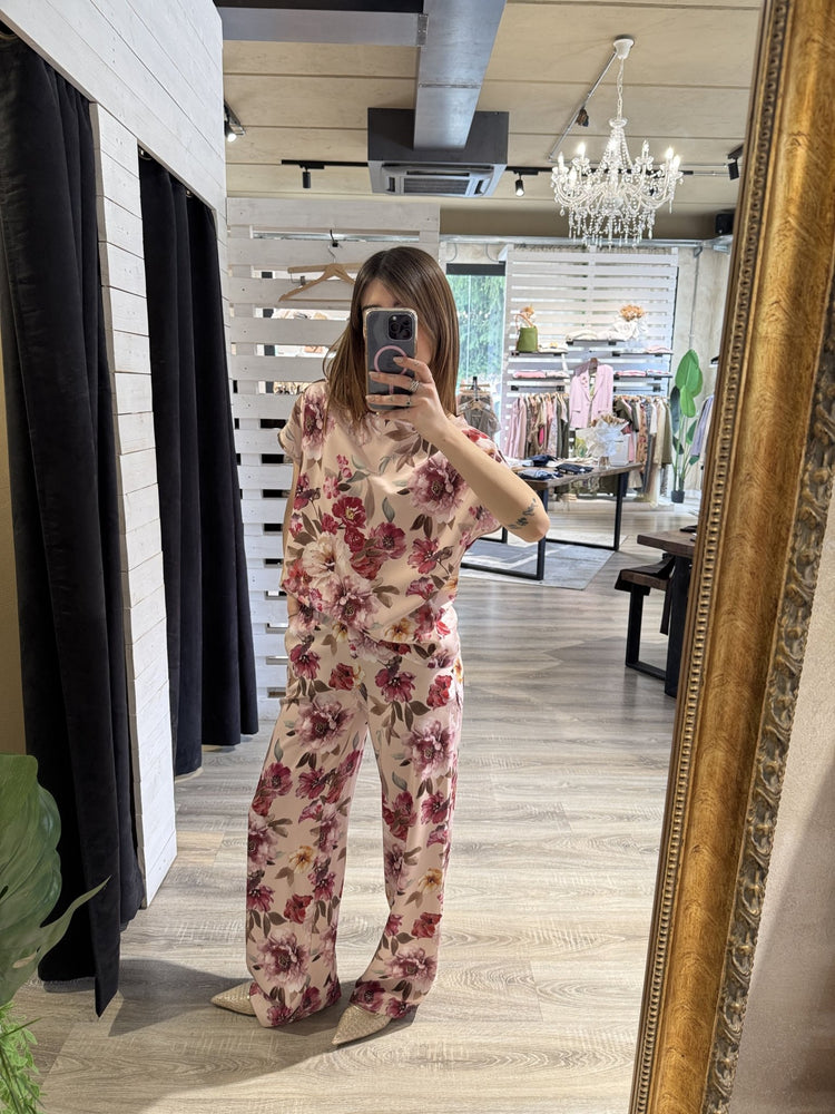 Completo fluido blusa e pantalone stampa floreale Susy Mix - GiuGiò | Shop online