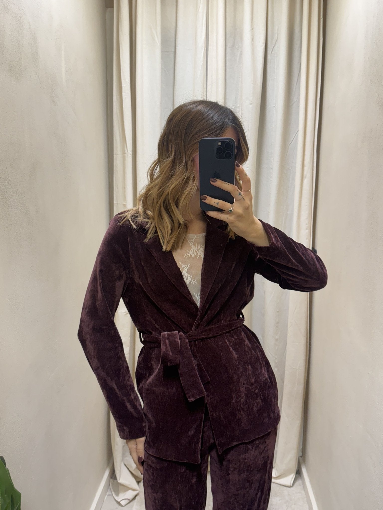 Completo in ciniglia di velluto giacca con fusciacca+pantalone gamba dritta Susy Mix - GiuGiò | Shop online