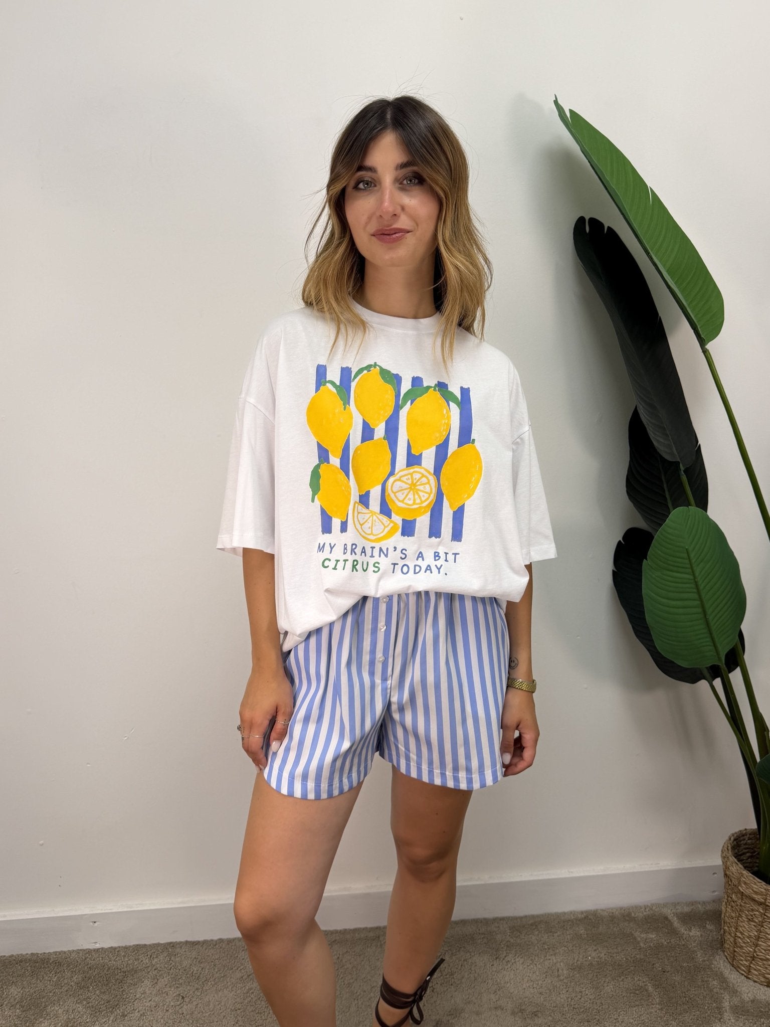 Coord-set t-shirt "limoni" e short righe Tensione In - GiuGiò | Shop online