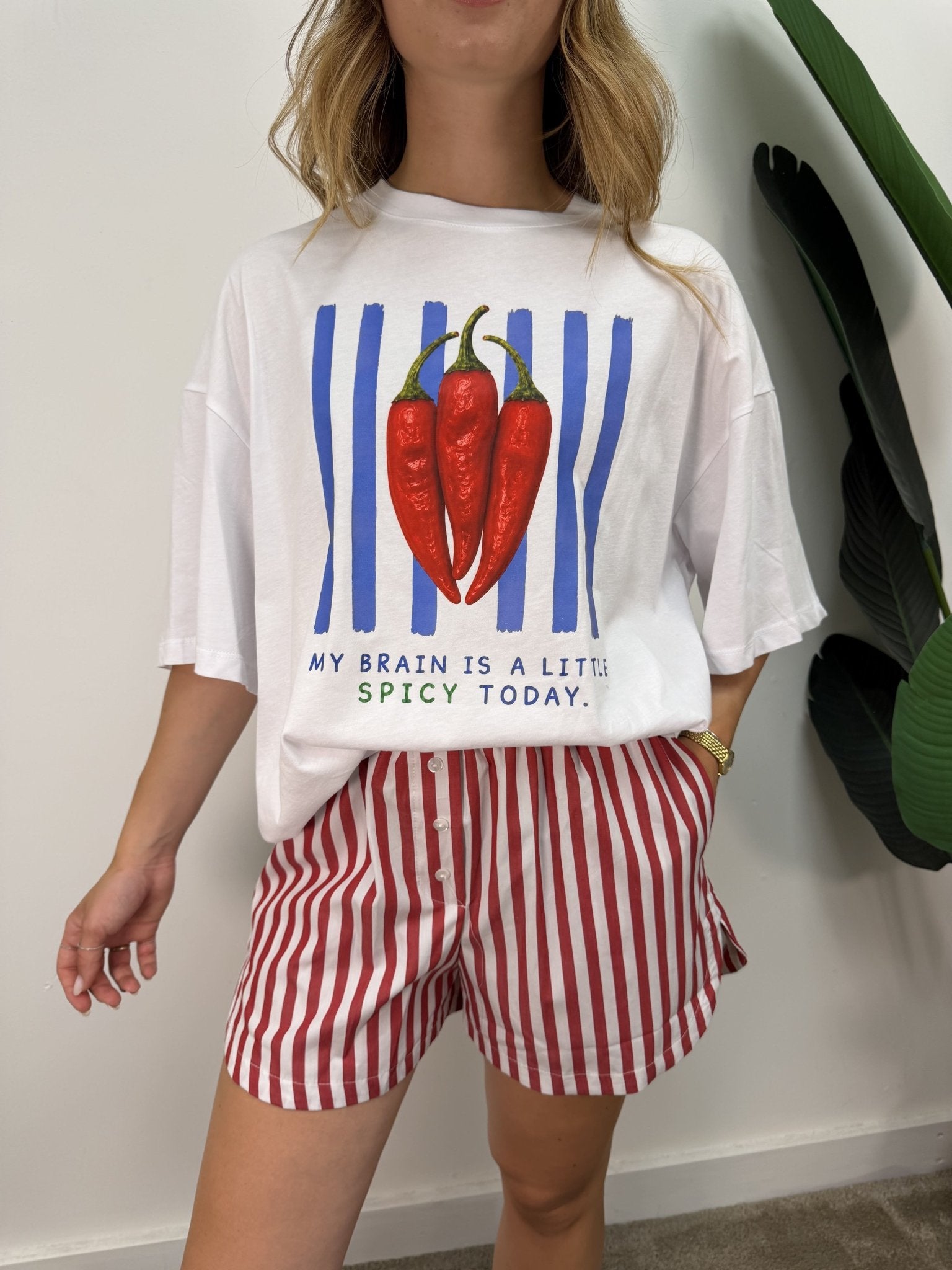 Coord-set t-shirt "peperoncini" e short righe Tensione In - GiuGiò | Shop online