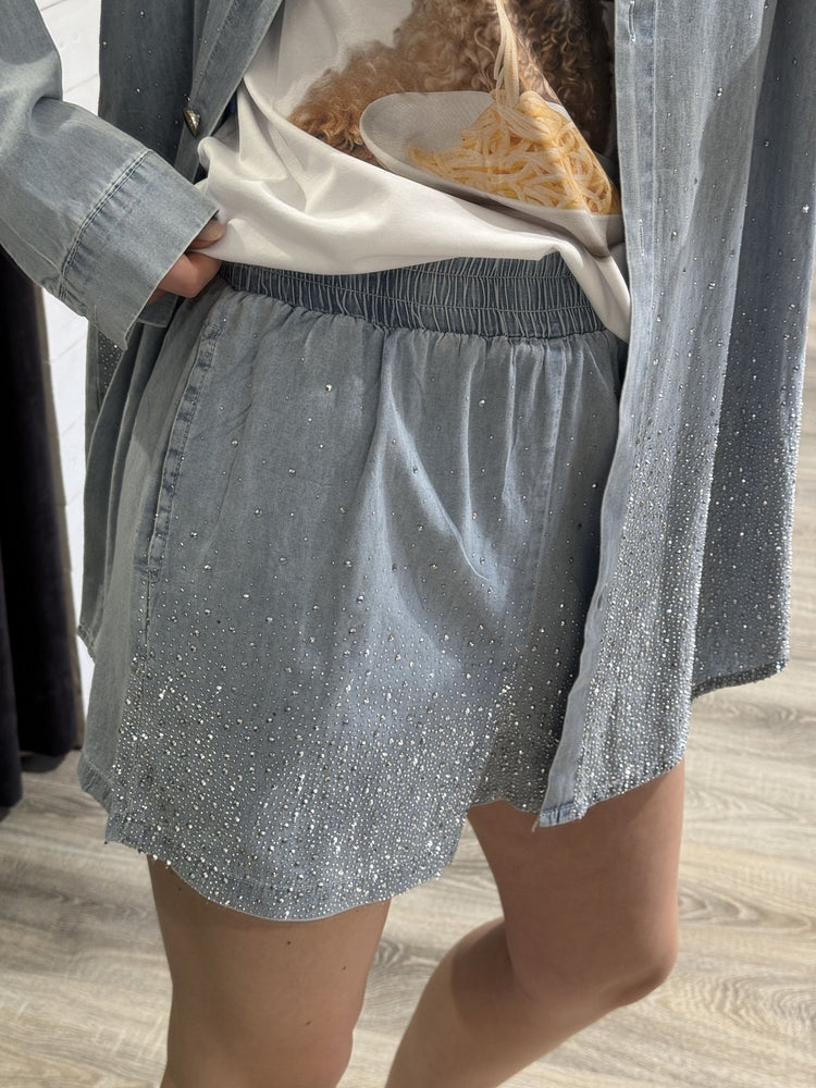 Coordinato camicia over e pantaloncino strass Susy Mix - GiuGiò | Shop online