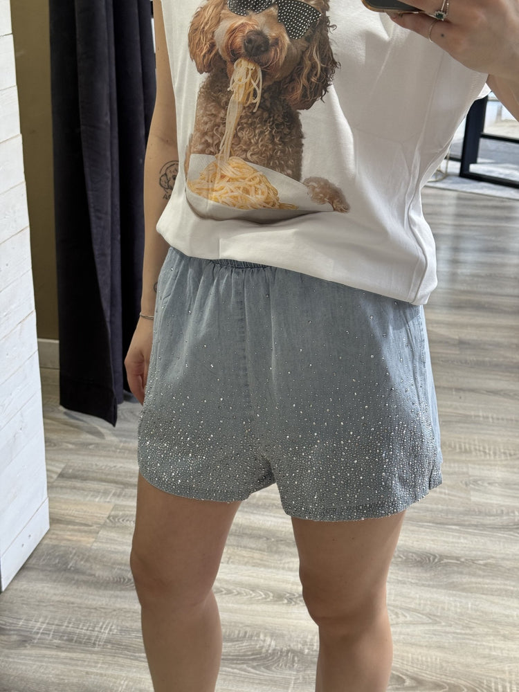Coordinato camicia over e pantaloncino strass Susy Mix - GiuGiò | Shop online