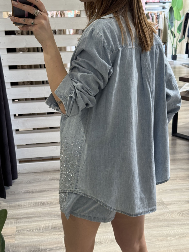 Coordinato camicia over e pantaloncino strass Susy Mix - GiuGiò | Shop online
