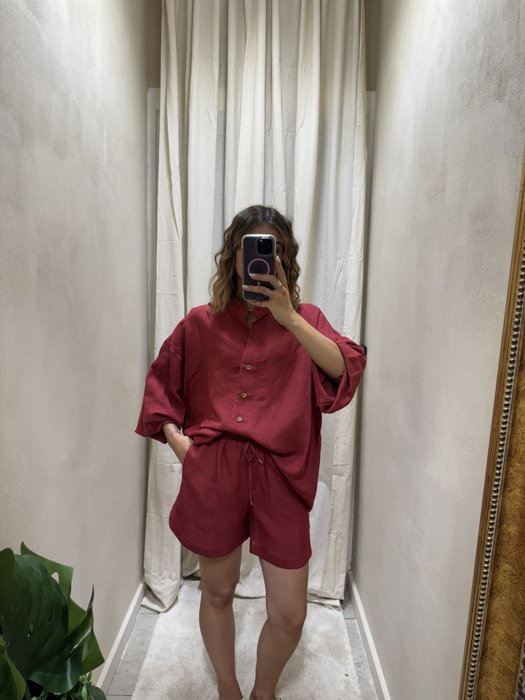 Coordinato camicia + pantaloncino in lino e viscosa Tensione In - GiuGiò | Shop online