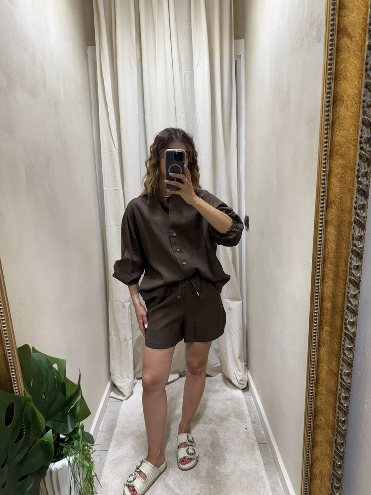 Coordinato camicia + pantaloncino in lino e viscosa Tensione In - GiuGiò | Shop online