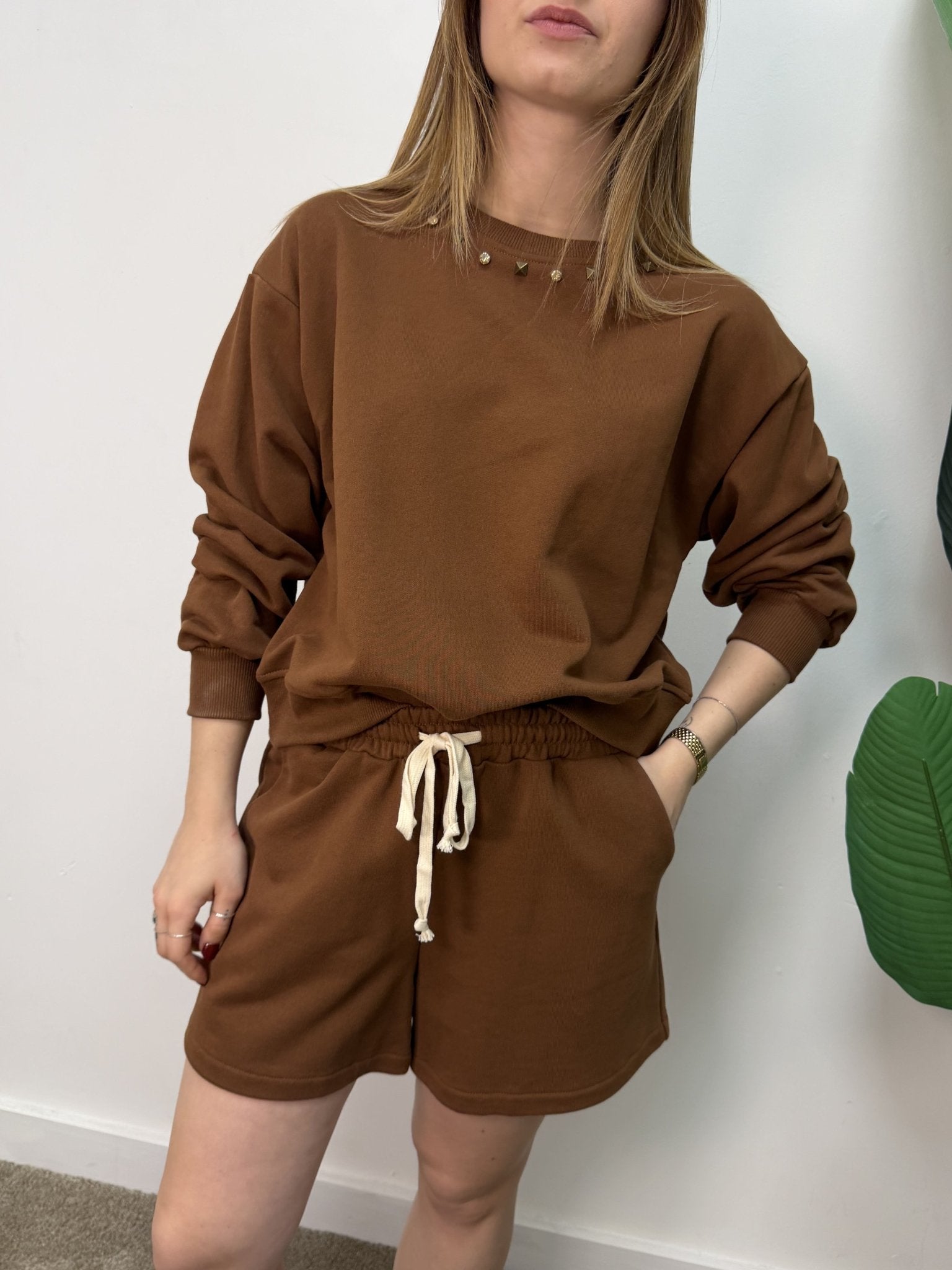 Coordinato felpa + bermuda con applicazioni gioiello MyD - GiuGiò | Shop online