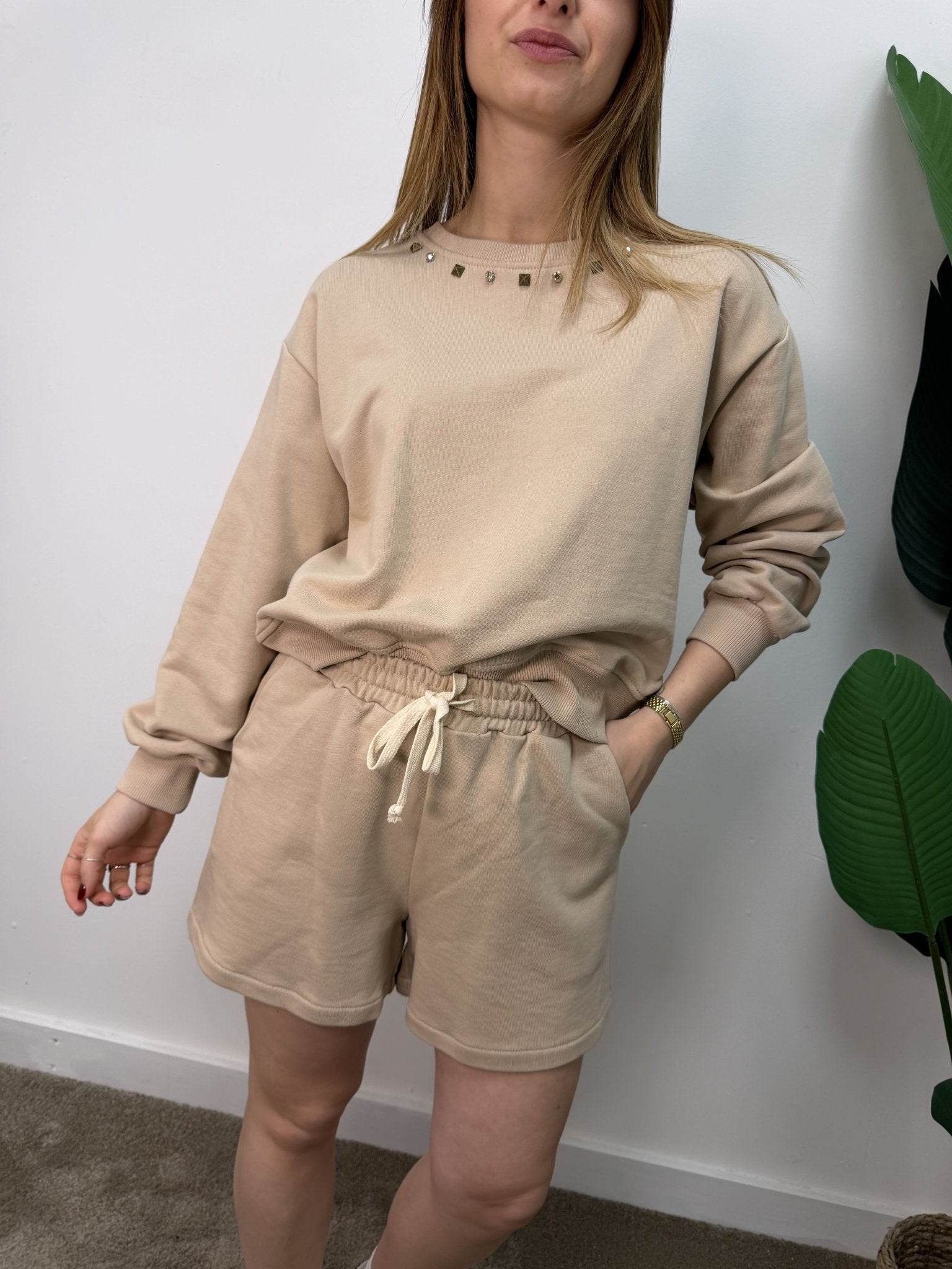Coordinato felpa + bermuda con applicazioni gioiello MyD - GiuGiò | Shop online