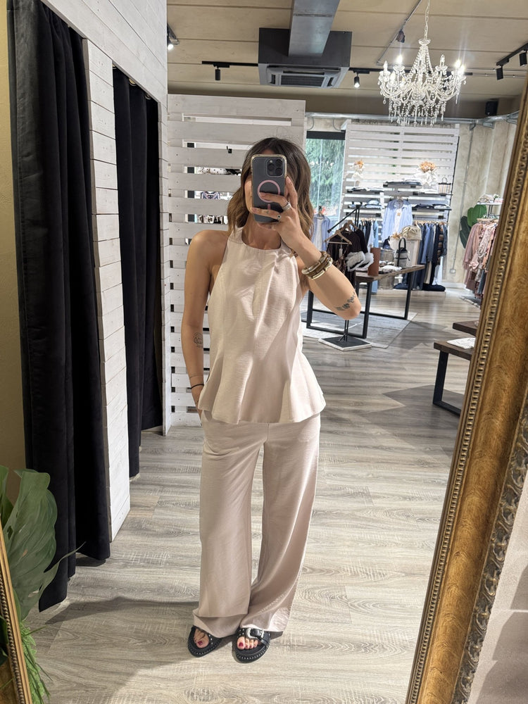 Coordinato top halter + pantalone gamba dritta Susy Mix - GiuGiò | Shop online