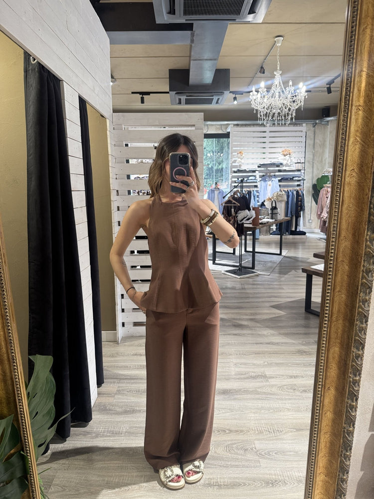 Coordinato top halter + pantalone gamba dritta Susy Mix - GiuGiò | Shop online